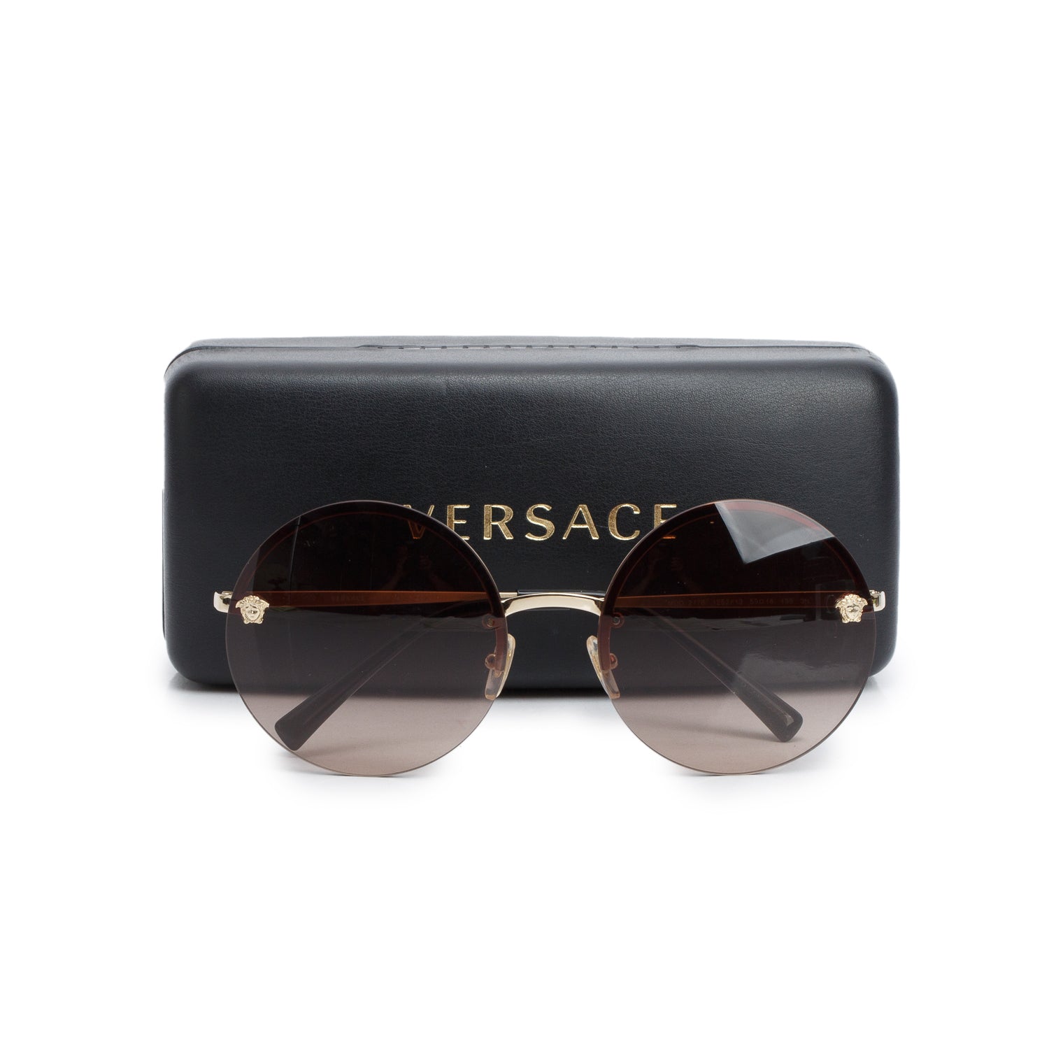 Versace 2176 Black Round Sunglasses w/ Case