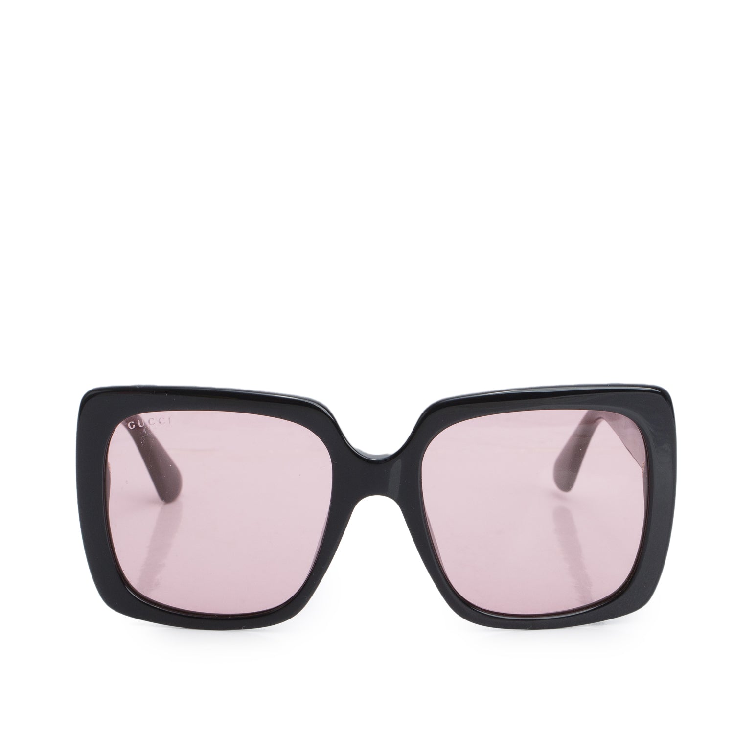 Gucci GG0418S Black Acetate Crystal Logo Oversized Square Sunglasses w/ Case