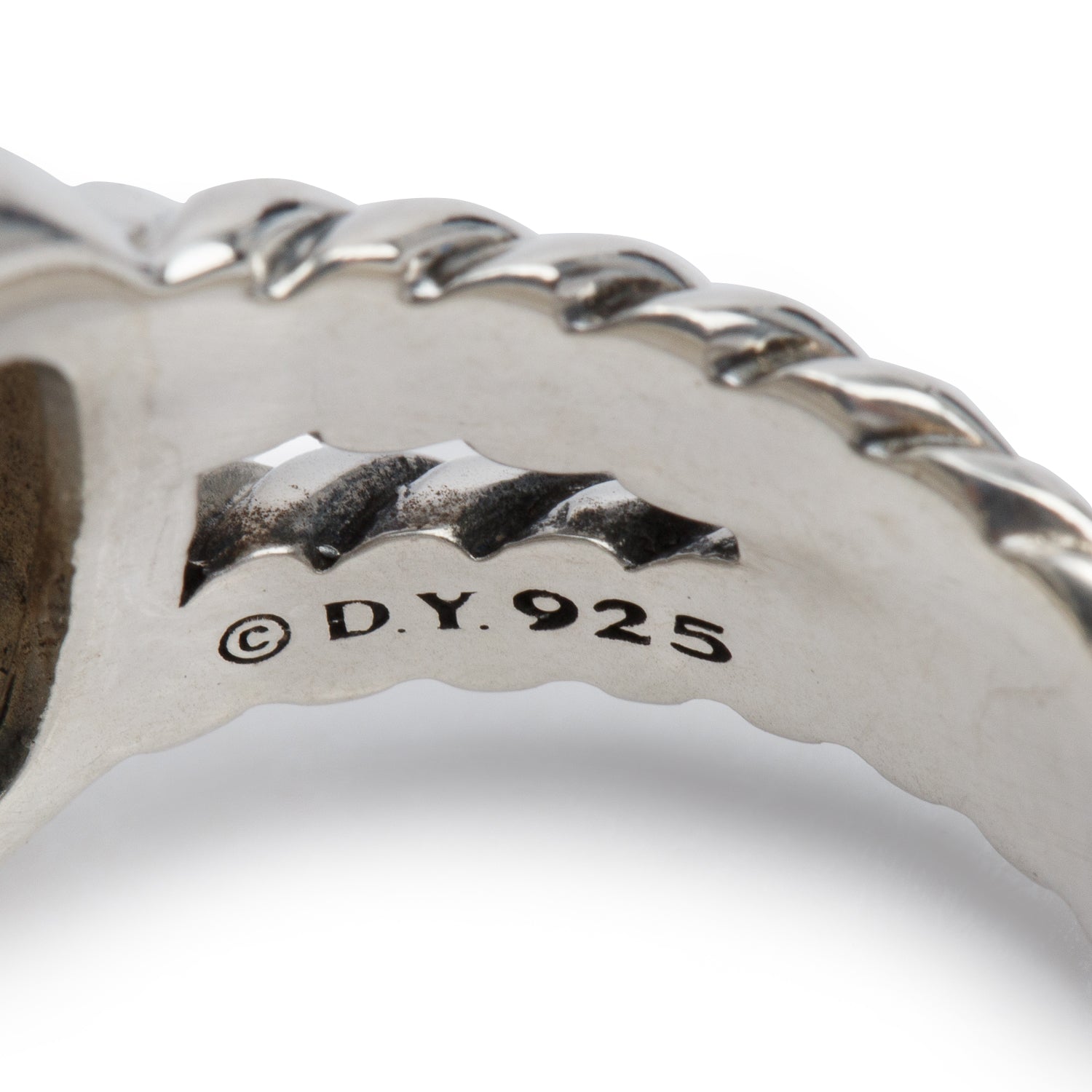 David Yurman Sterling Silver Albion Ring with 11 MM Prasiolite & Diamonds, Size 6.25