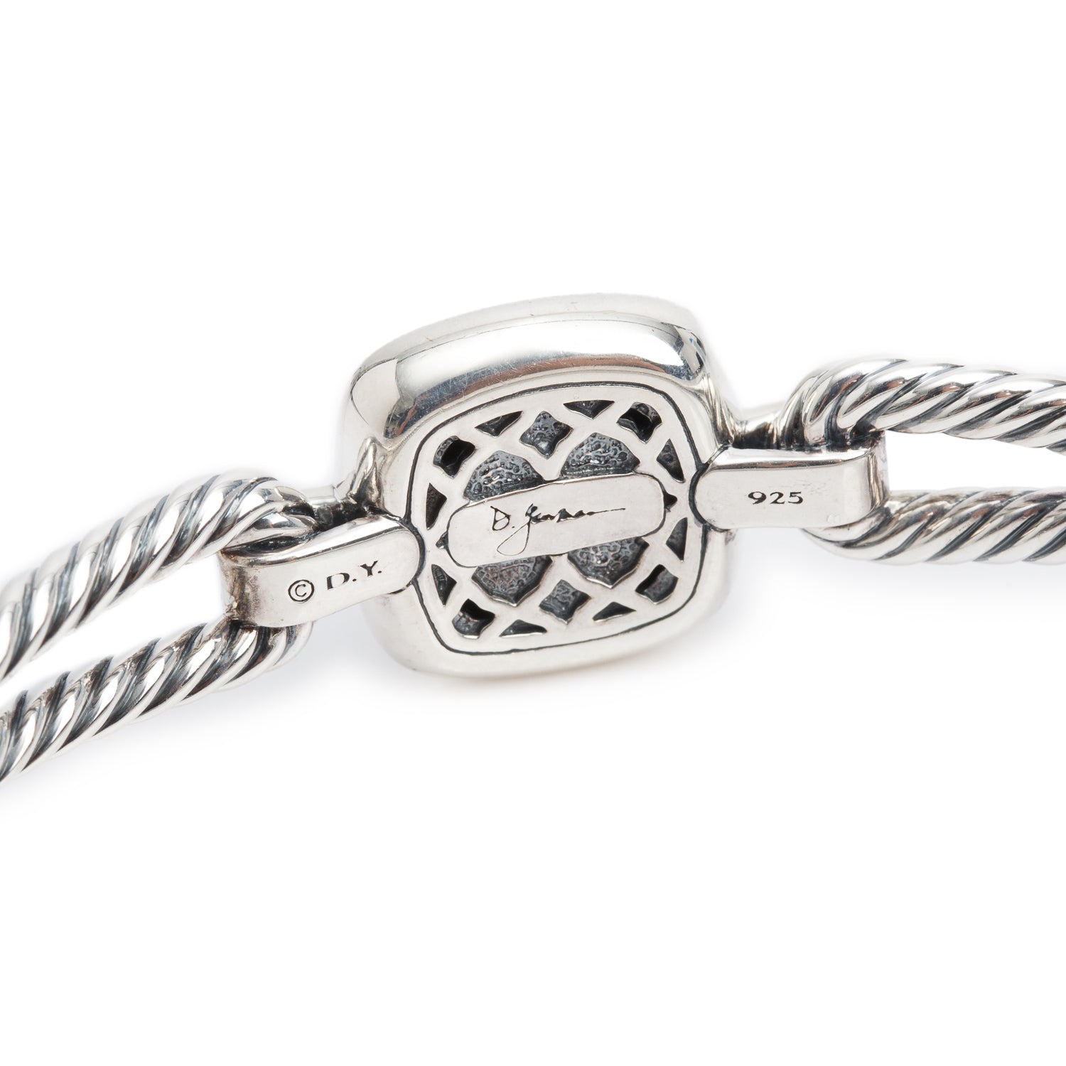 David Yurman Sterling Silver Black Orchid & Diamond Albion Cable Bracelet w/ Box