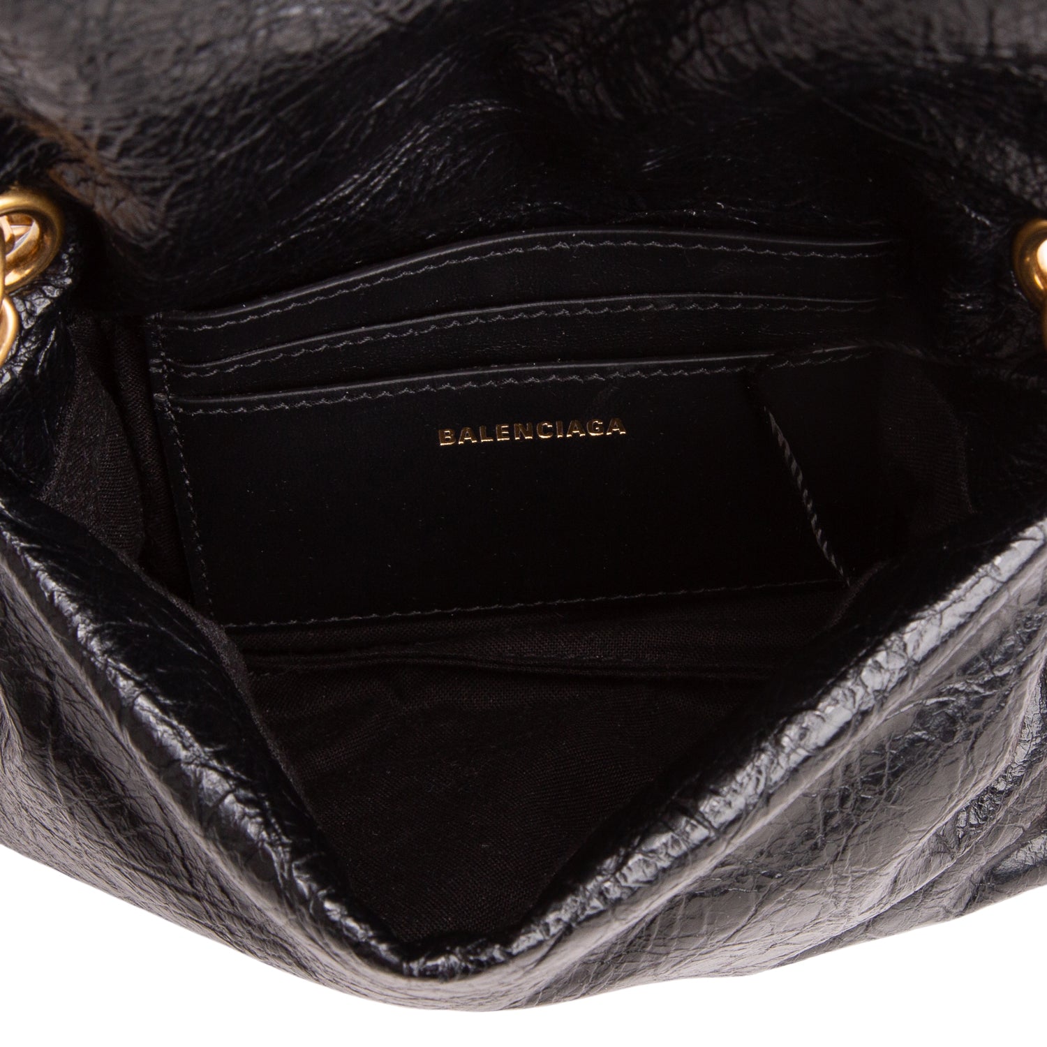 Balenciaga Black Arena Calfskin Nano Chain Shoulder Bag