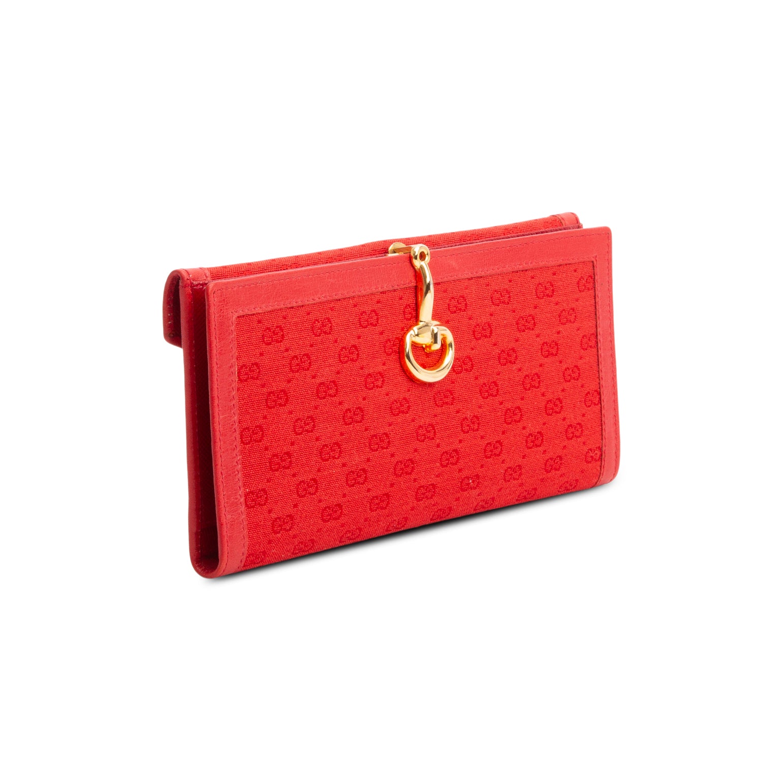 Gucci Red Canvas GG Diamante Horsebit Continental Wallet w/ Box