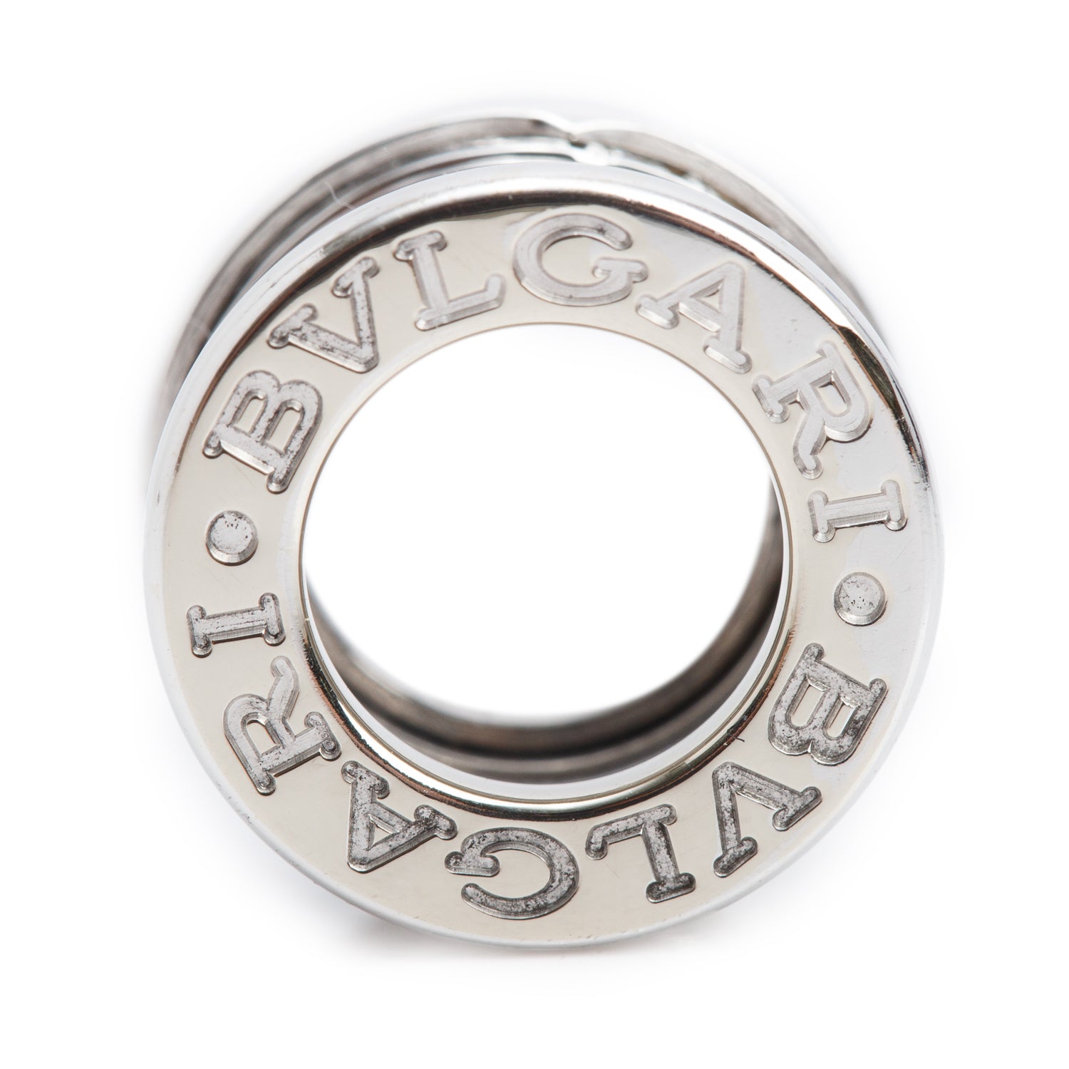 BVLGARI 18k White Gold Pave Diamond B.Zero1 Charm Pendant