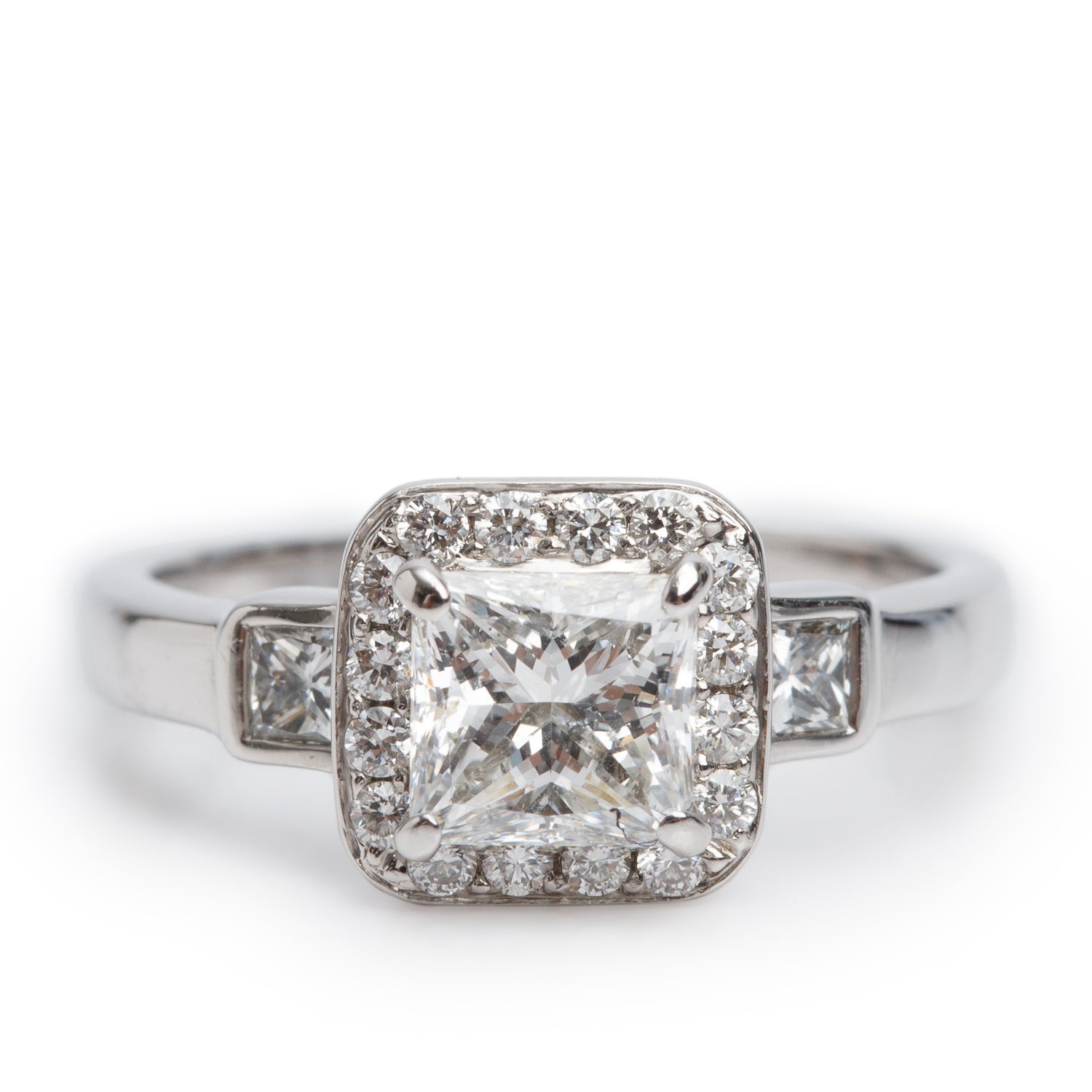 18k White Gold 1.01 ct. Princess Cut Diamond Engagement Ring, Size 6 w/ GIA Certificate