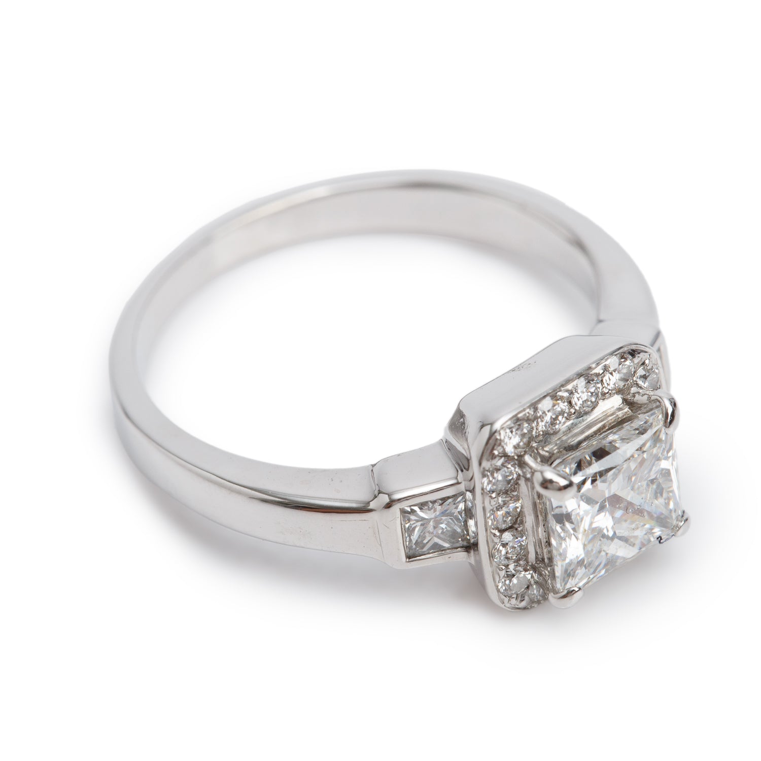 18k White Gold 1.01 ct. Princess Cut Diamond Engagement Ring, Size 6 w/ GIA Certificate