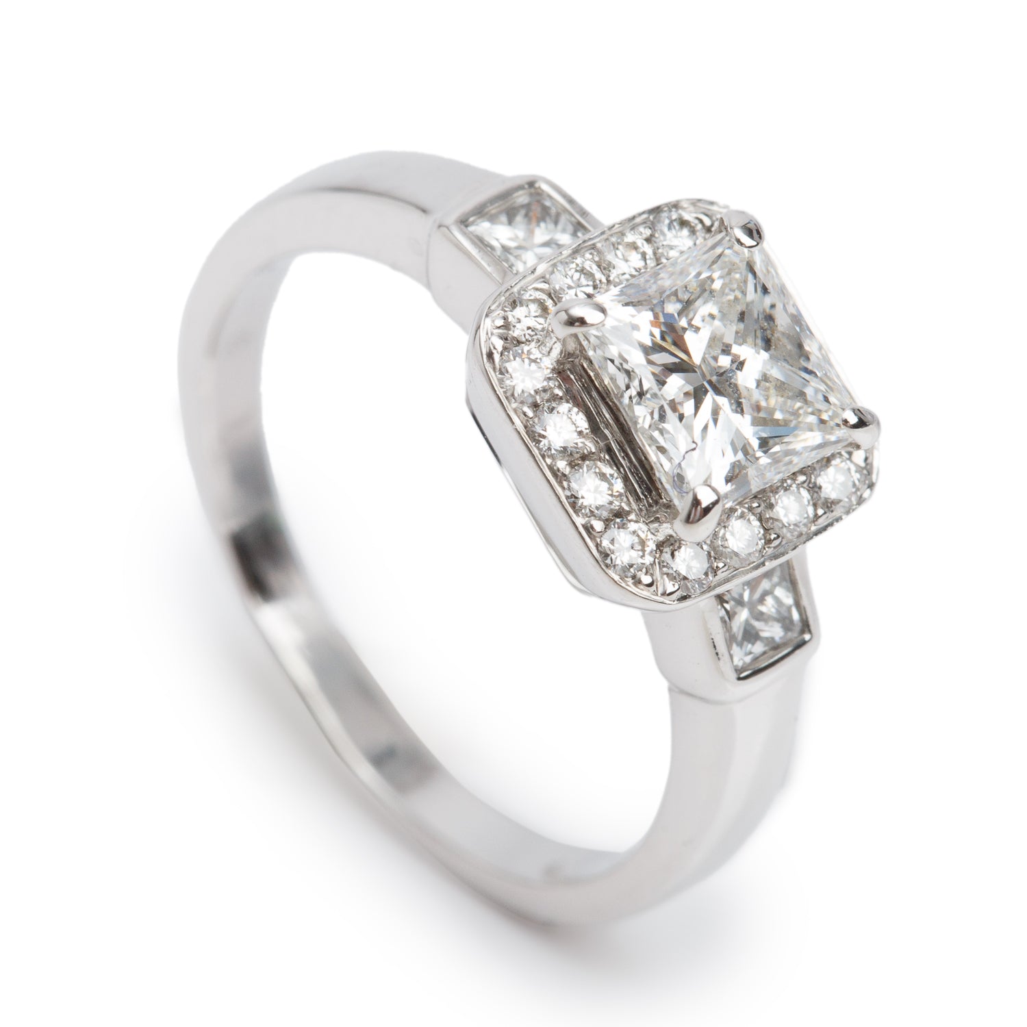 18k White Gold 1.01 ct. Princess Cut Diamond Engagement Ring, Size 6 w/ GIA Certificate