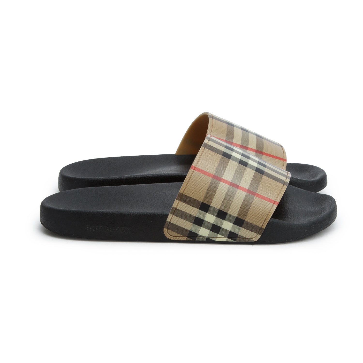 Burberry Beige Nova Check Rubber Slides, Size 41 w/ Box