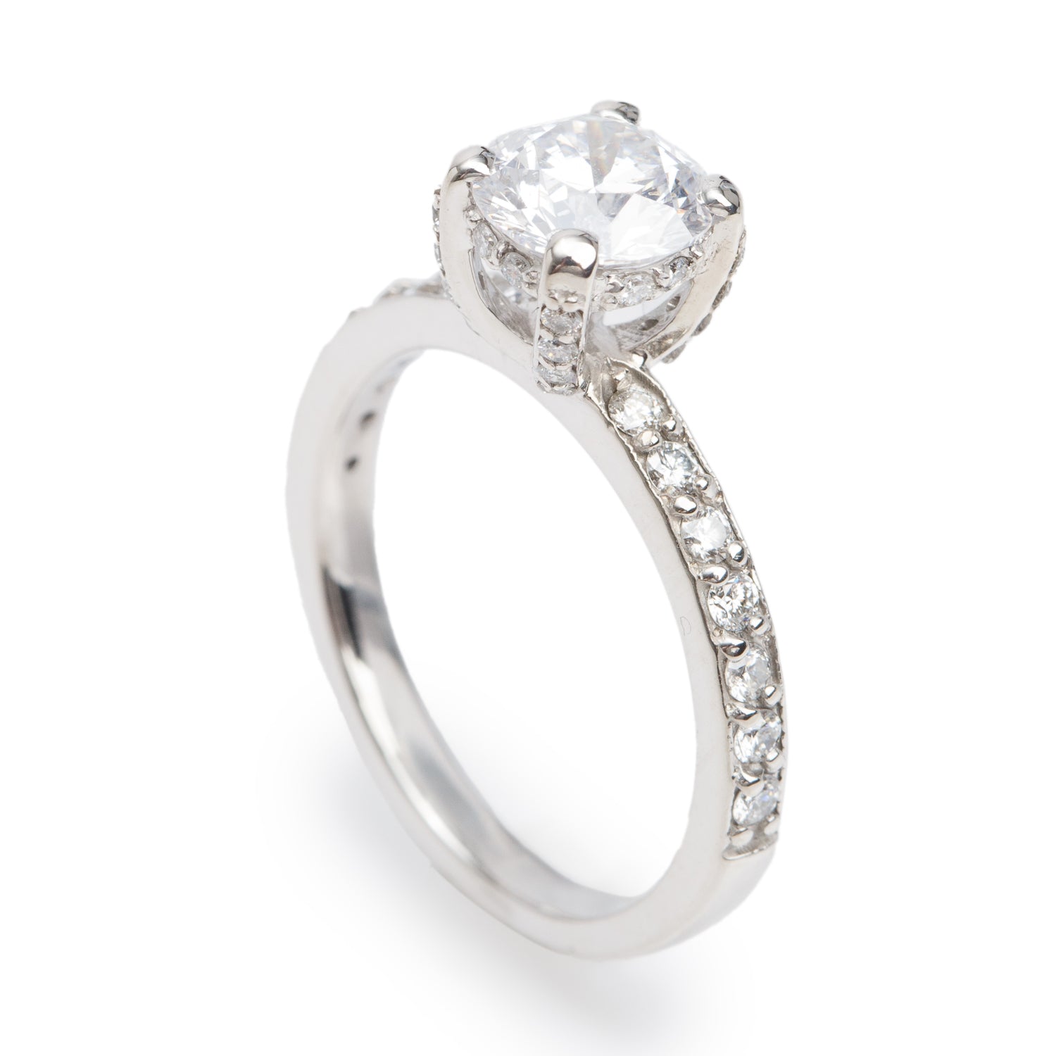 18k White Gold 1.18 ct. Round Cut Diamond Engagement Ring, Size 6 w/ GS Laboratories Certificate