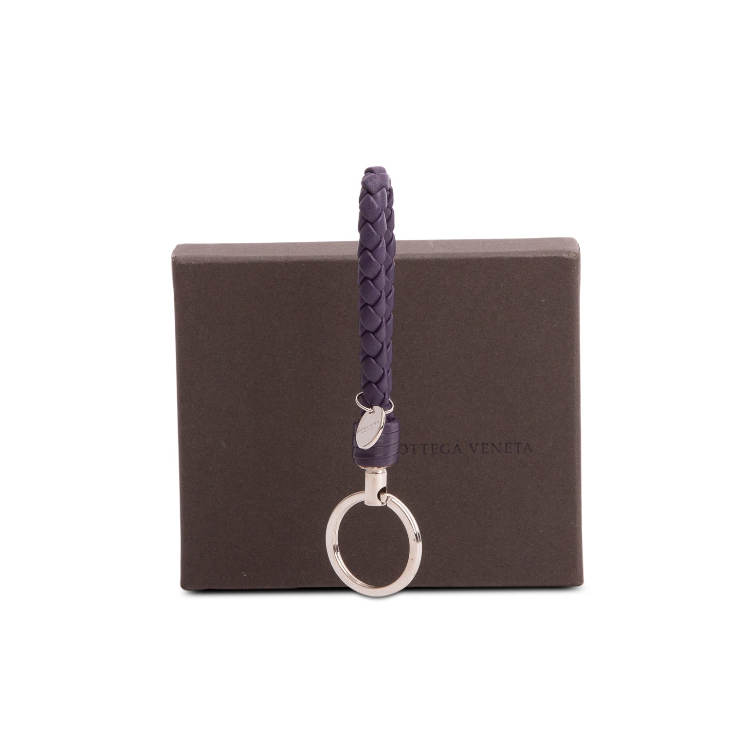 Bottega Veneta Purple Lambskin Intreccio Key Ring w/ Box