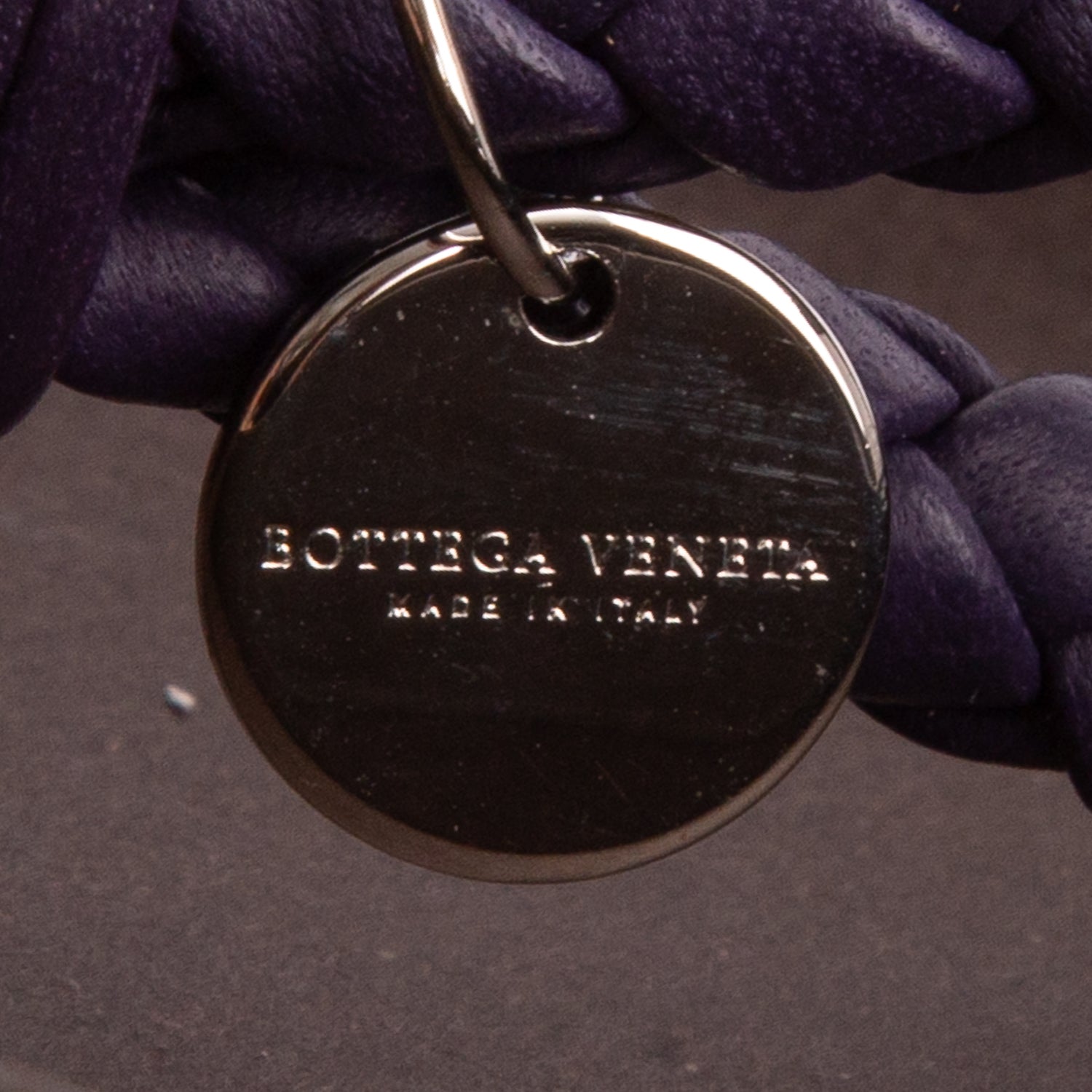 Bottega Veneta Purple Lambskin Intreccio Key Ring w/ Box