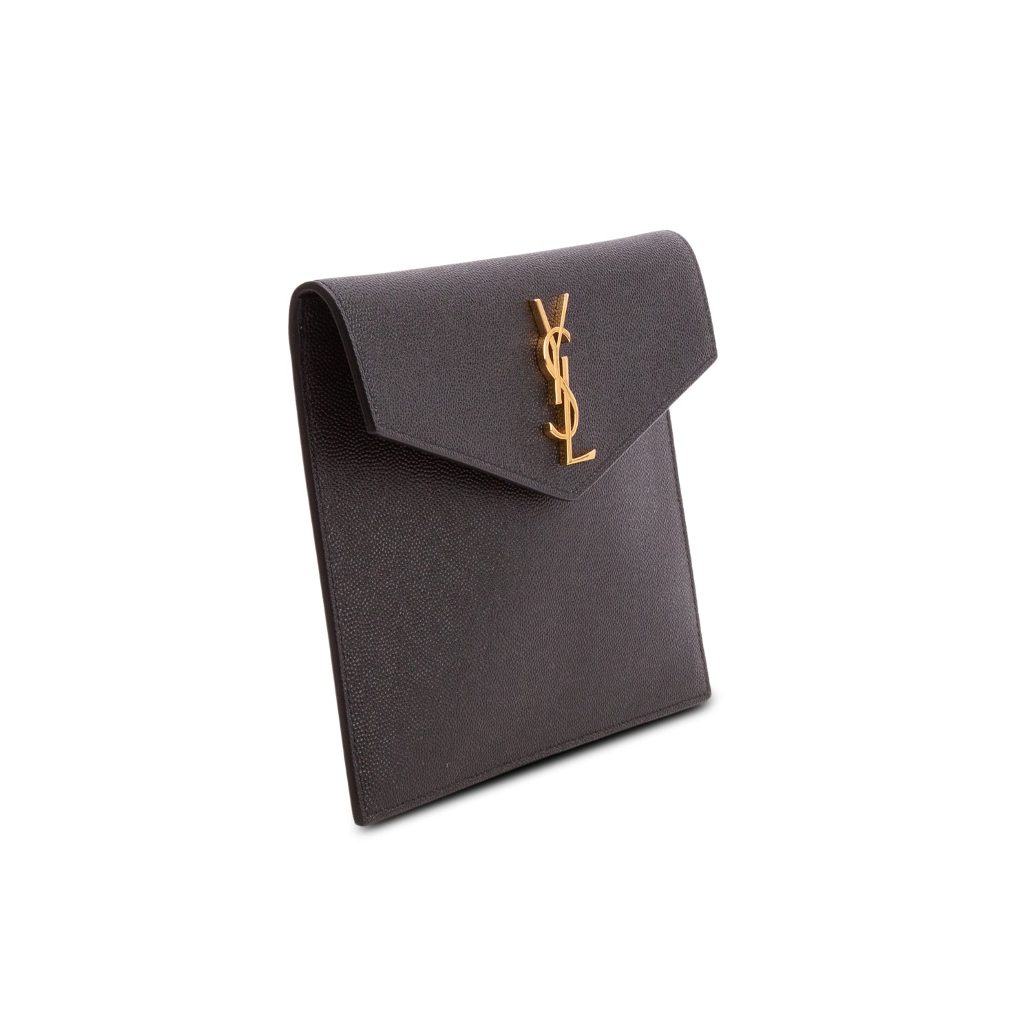 Saint Laurent 2021 Black Grain de Poudre Envelope Pouch w/ Box