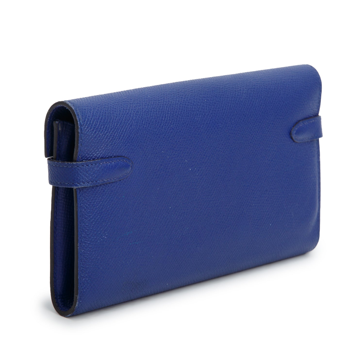 Hermes Bleu Royal Epsom Leather Kelly Wallet To Go w/ Strap