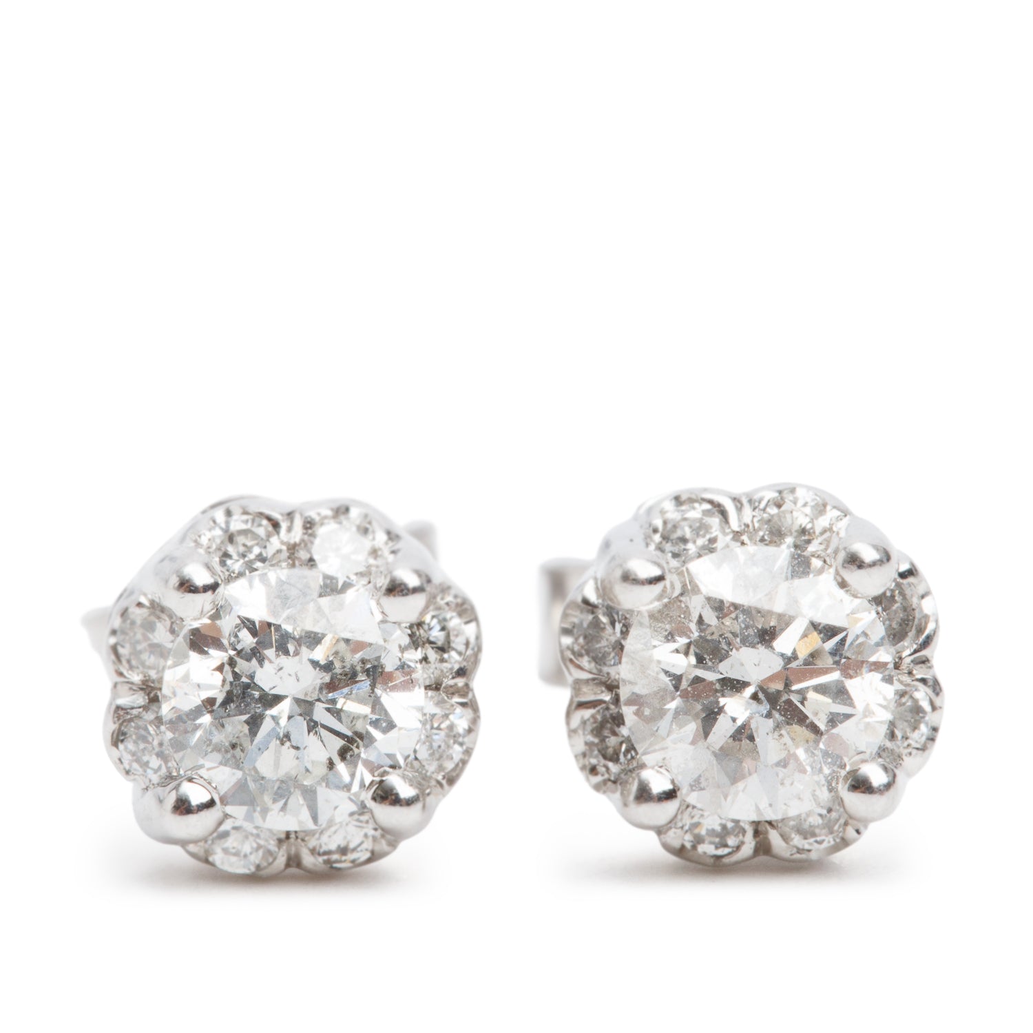 14k White Gold 1.03 tcw. Diamond Stud Earrings