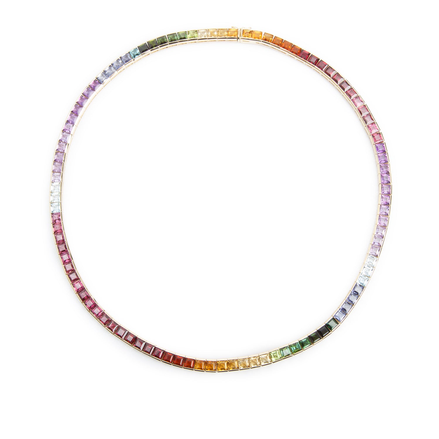 18k Yellow Gold Multicoloured Stone Necklace