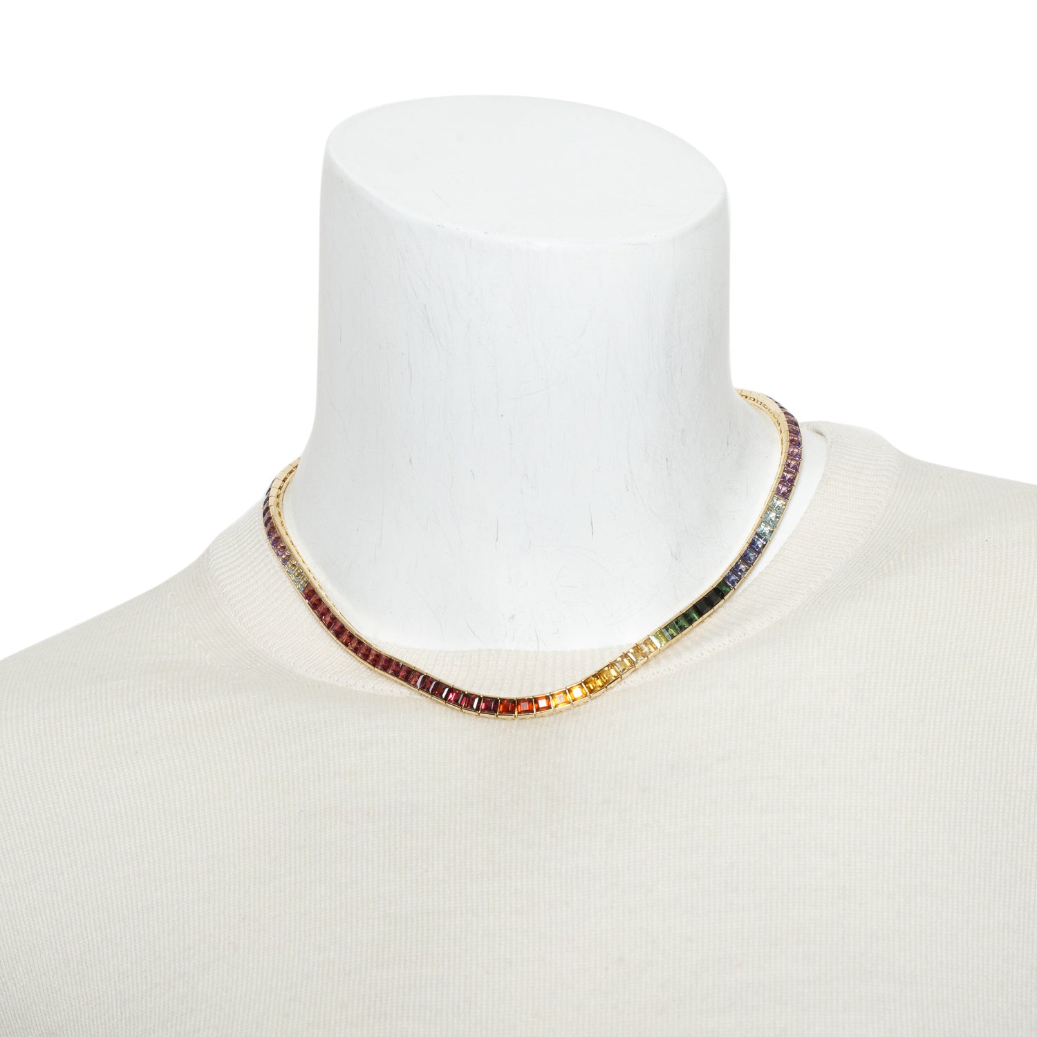 18k Yellow Gold Multicoloured Stone Necklace