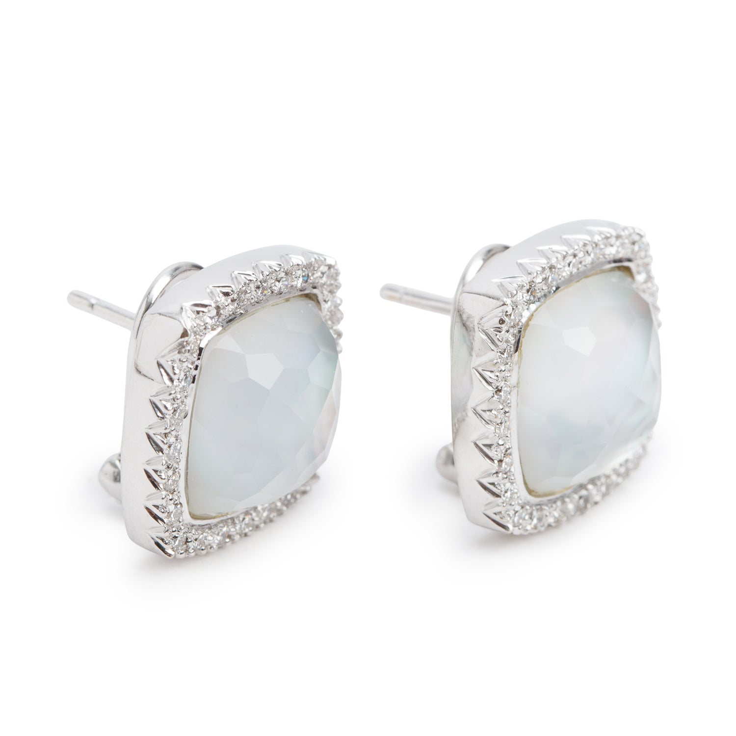 18k White Gold Mother of Pearl & Diamond Earrings