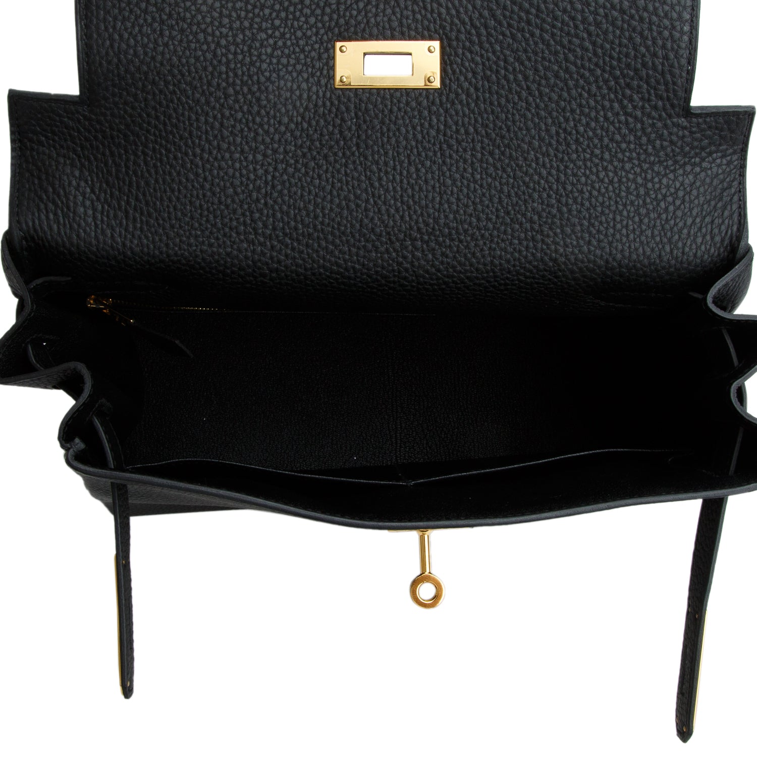 Hermes 2022 Noir Veau Togo Kelly II Retourne 28 w/ Box, Receipt & Strap
