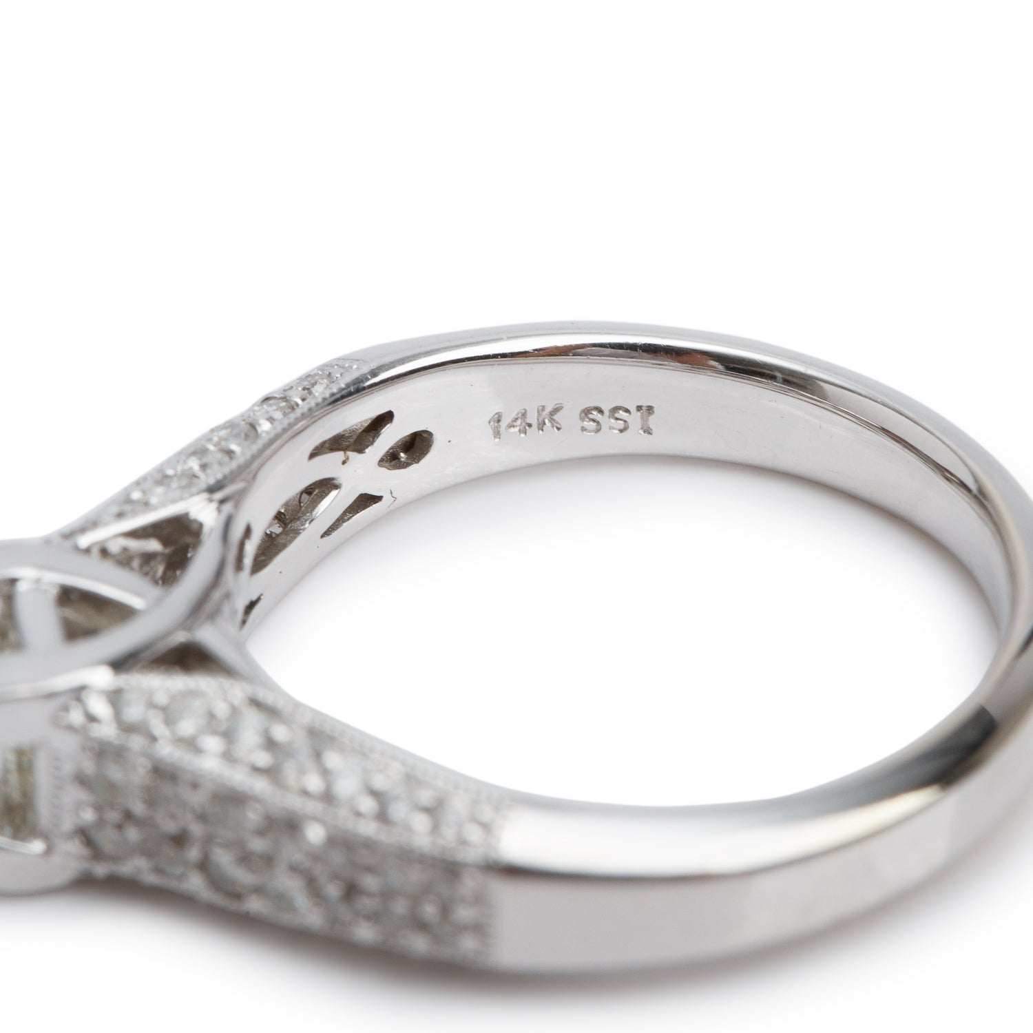14k White Gold 0.36 ct. Princess Cut Diamond Engagement Ring, Size 7
