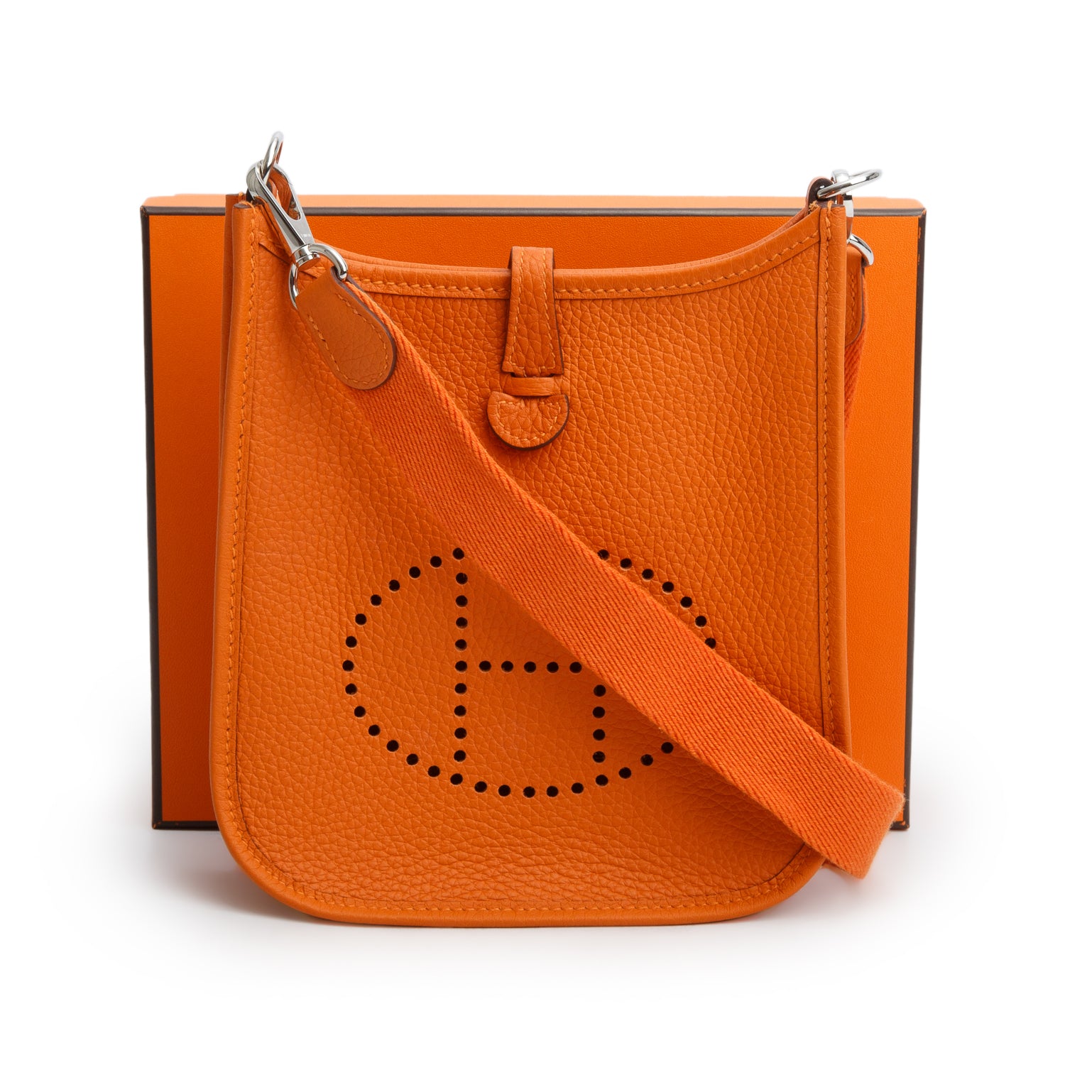 Hermes 2023 Orange Taurillon Clemence Amazone Evelyne TPM 16 w/ Box & Receipt