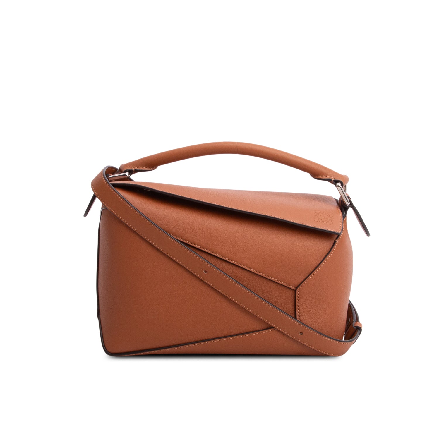 Loewe Brown Calfskin Leather Small Puzzle Edge Bag w/ Strap