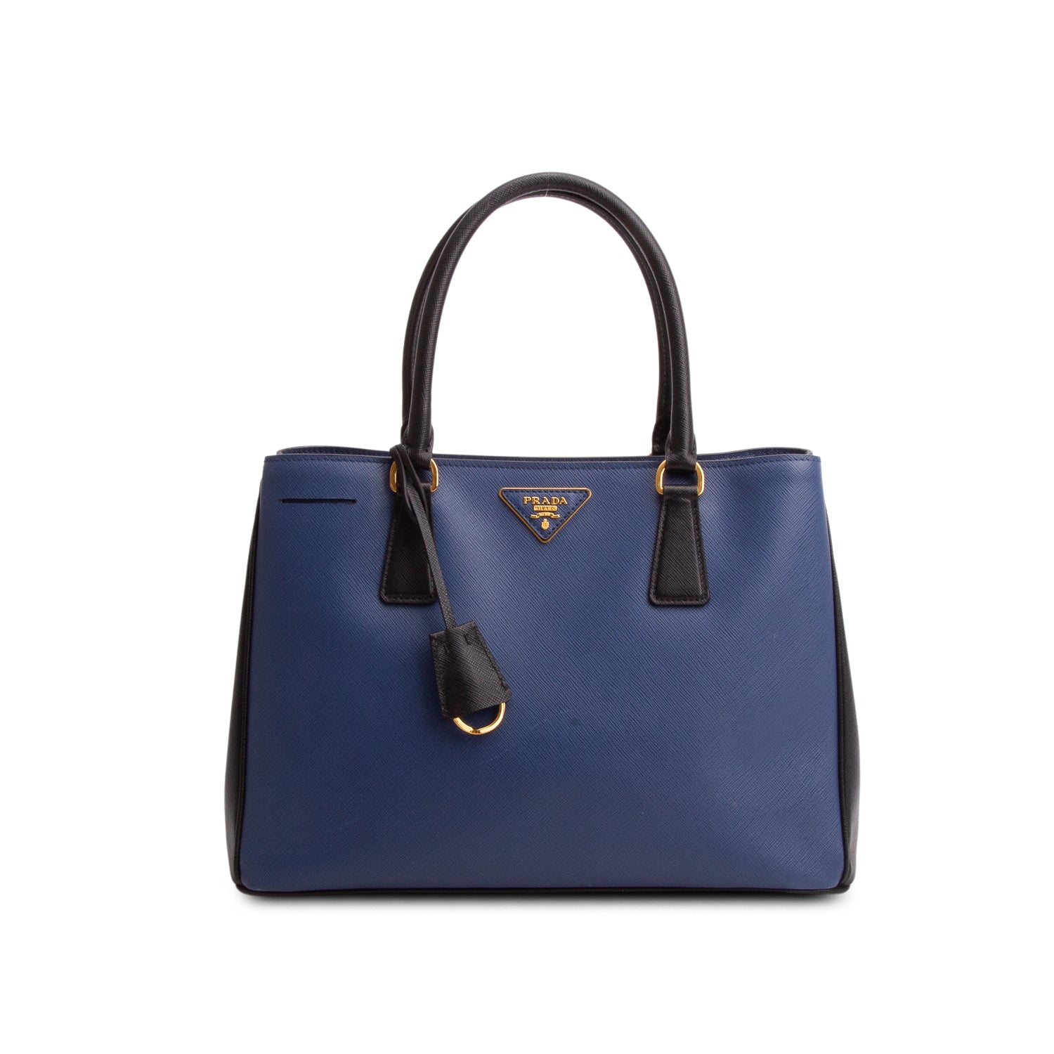 Prada Blue & Black Saffiano Lux Medium Galleria Tote w/ Strap & Authenticity Card
