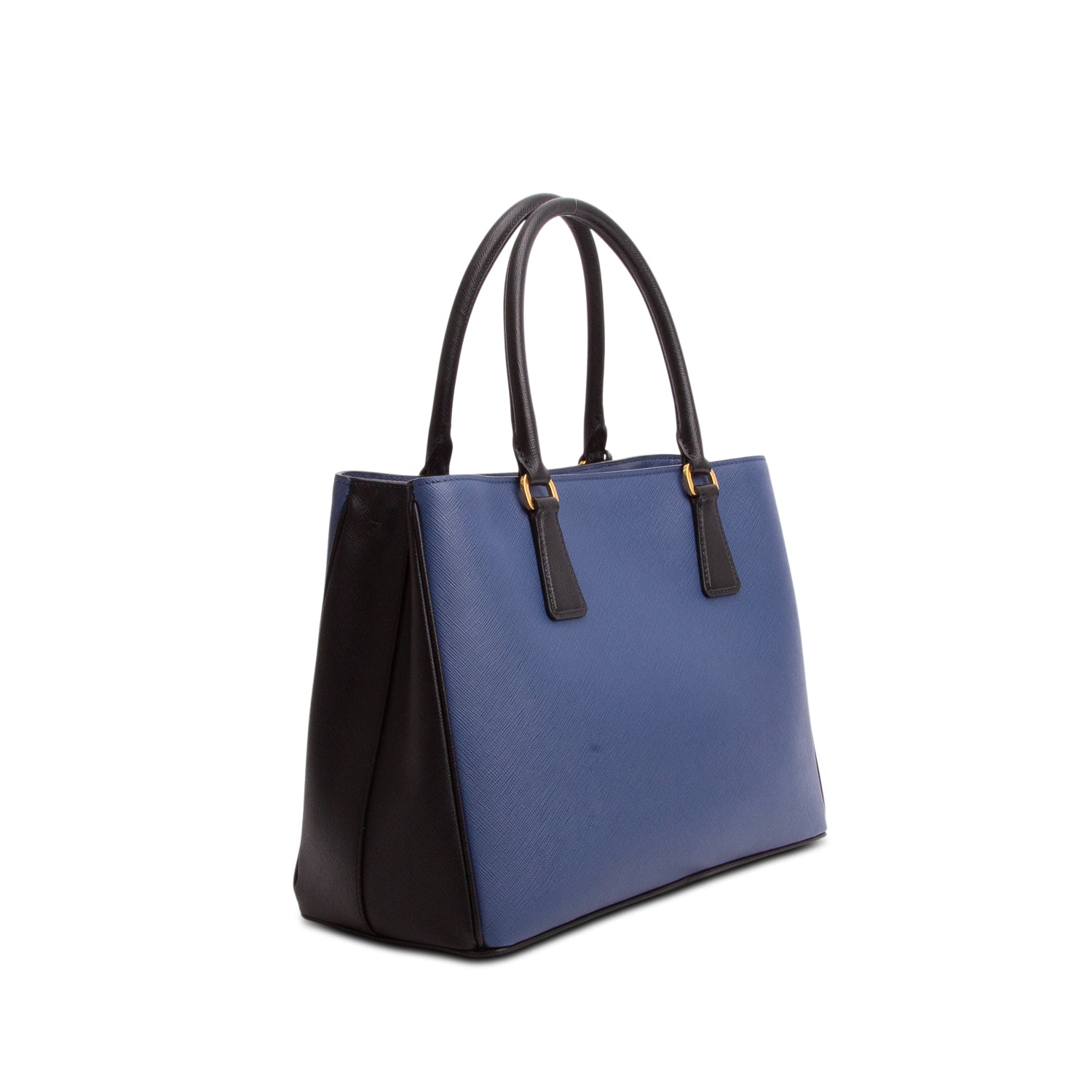 Prada Blue & Black Saffiano Lux Medium Galleria Tote w/ Strap & Authenticity Card