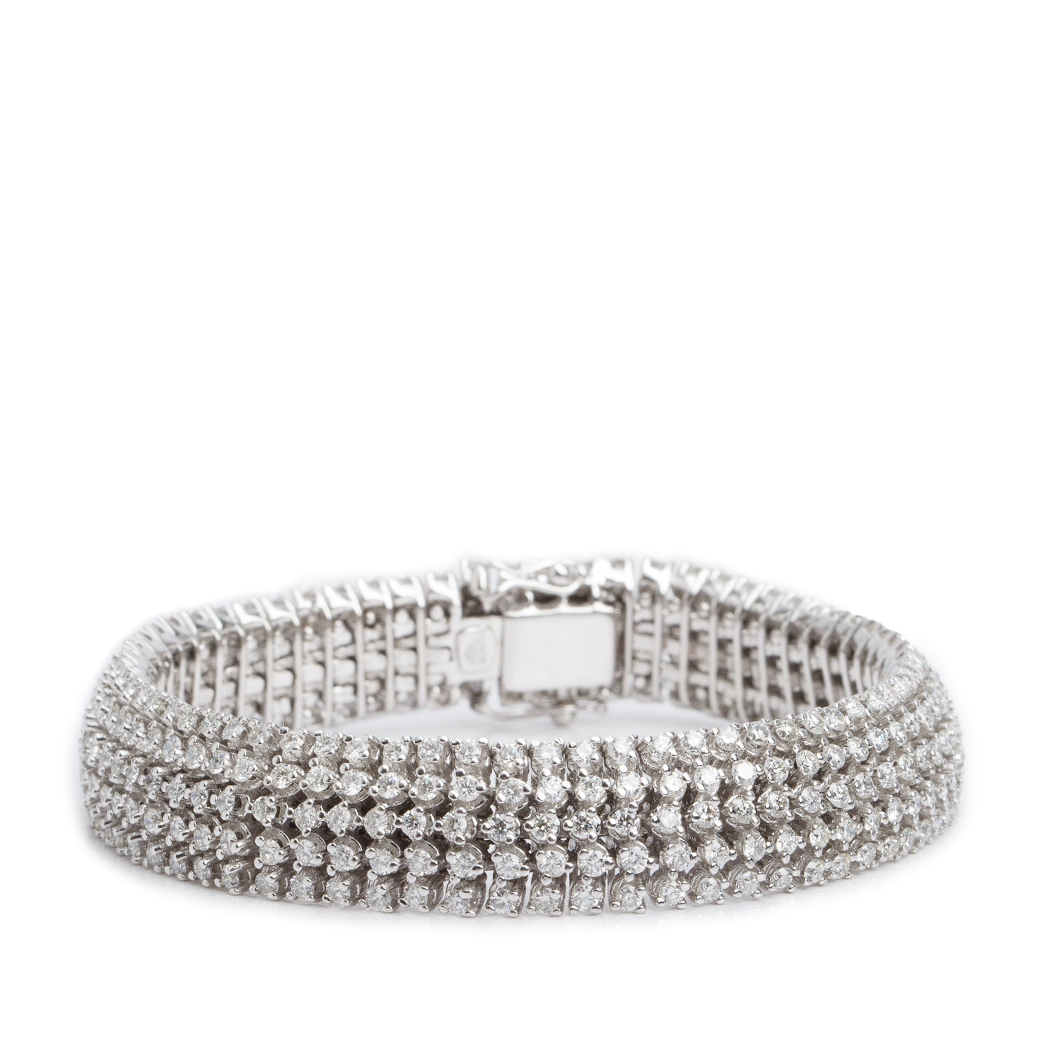 18k White Gold 8.25 tcw. 5-Row Diamond Bracelet