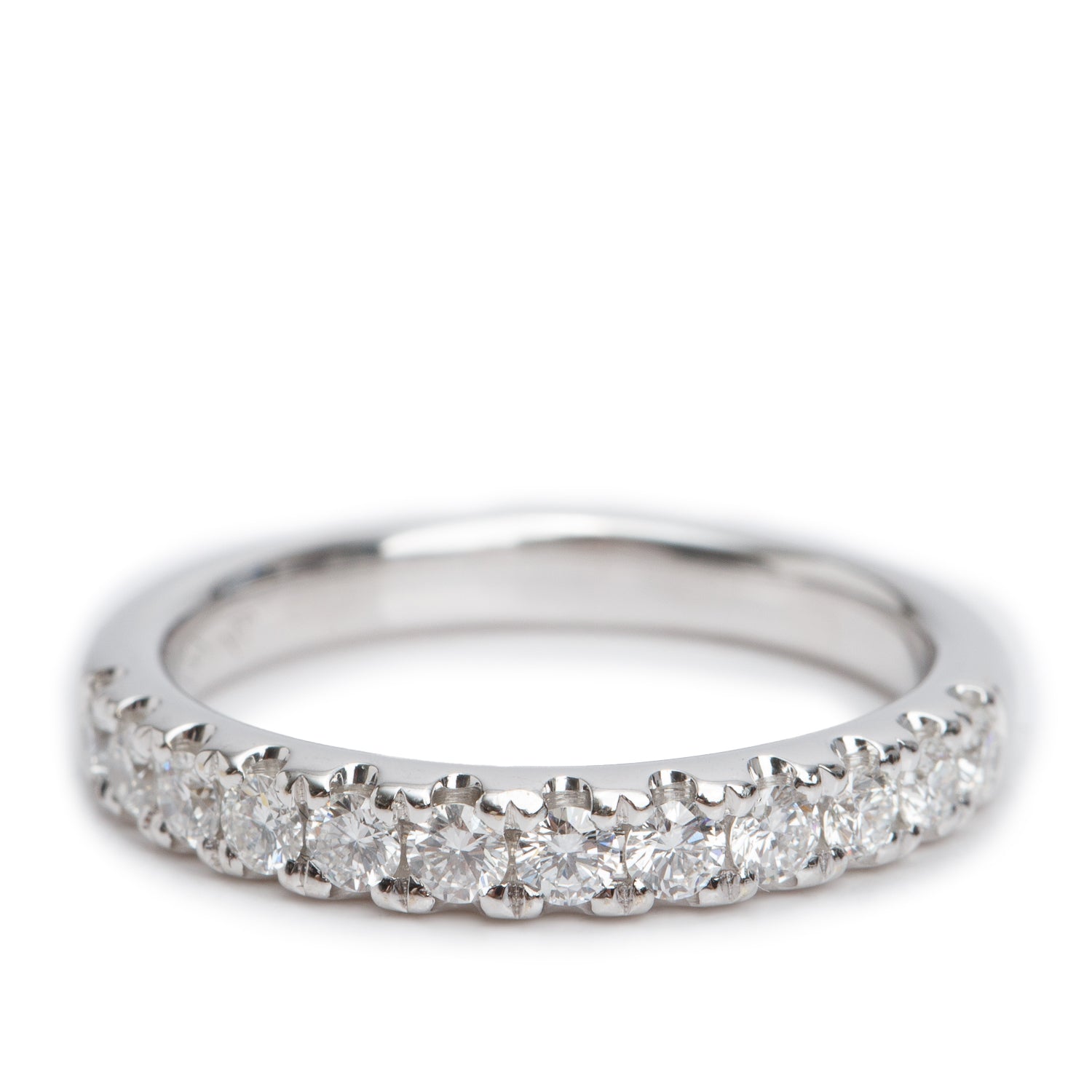 18k White Gold 0.55 tcw. Diamond Half Eternity Wedding Band Ring, Size 6.5