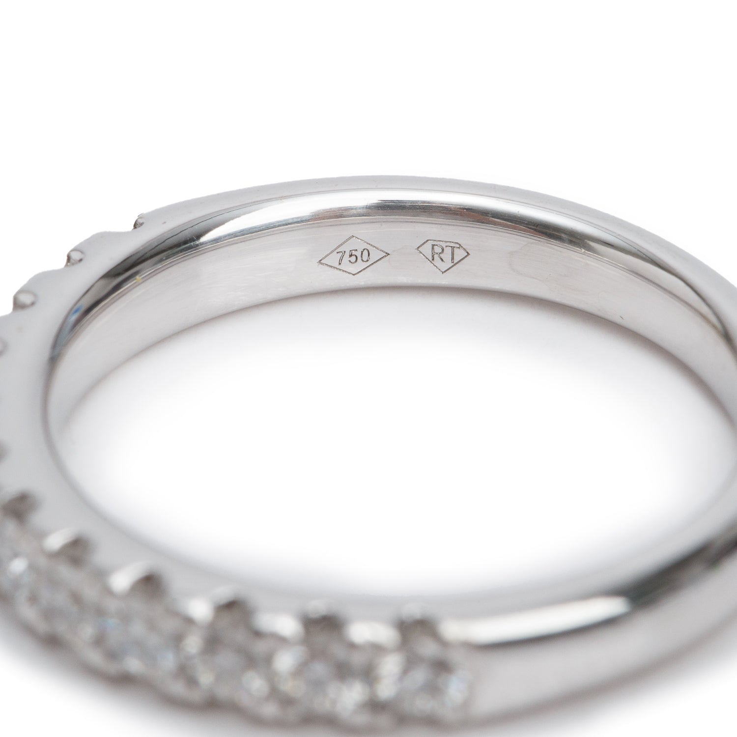 18k White Gold 0.55 tcw. Diamond Half Eternity Wedding Band Ring, Size 6.5