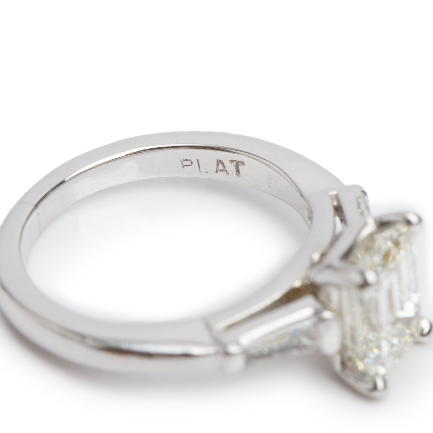 Platinum 1.99 ct. Emerald Cut Diamond Engagement Ring, Size 5.25