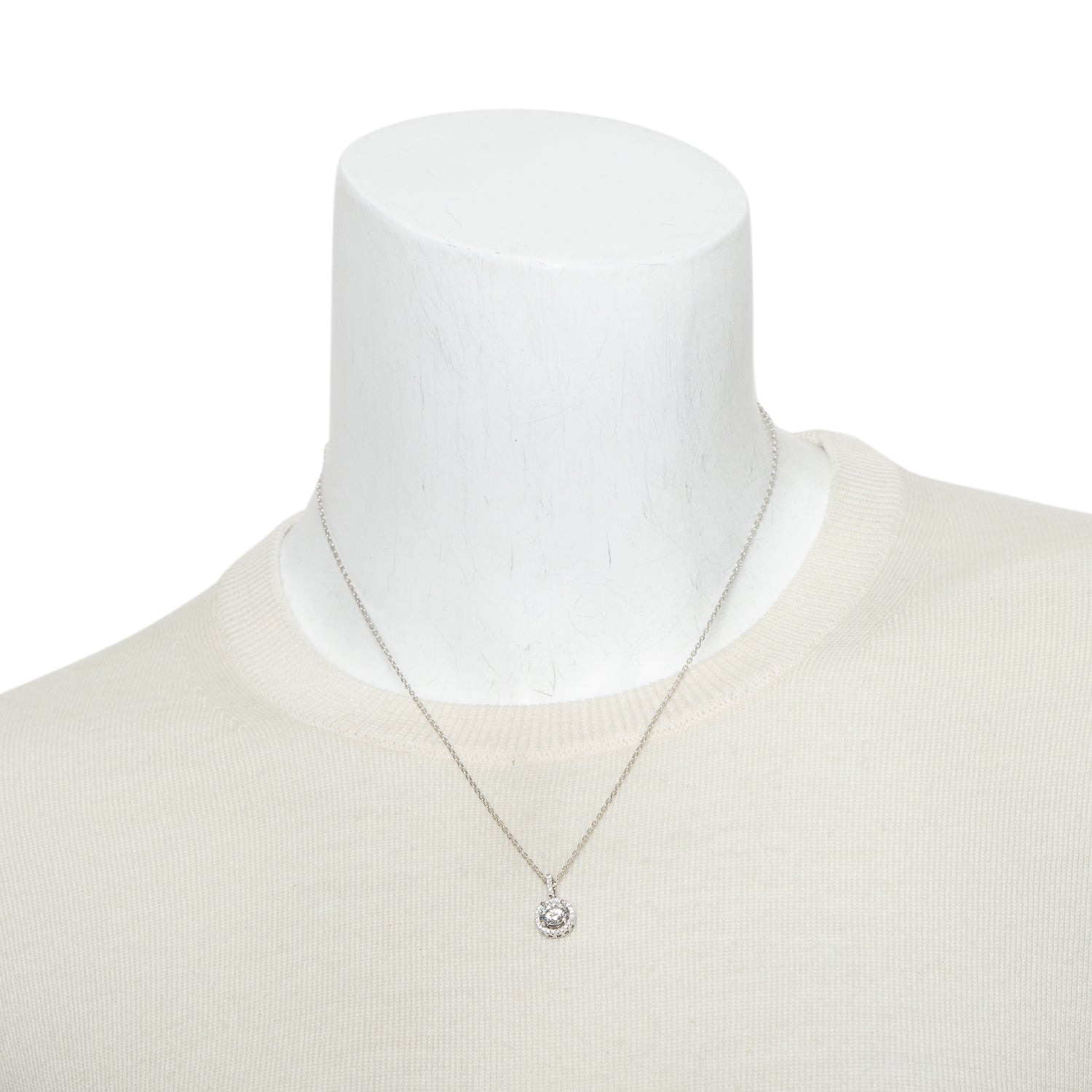 14k White Gold Diamond Pendant Necklace
