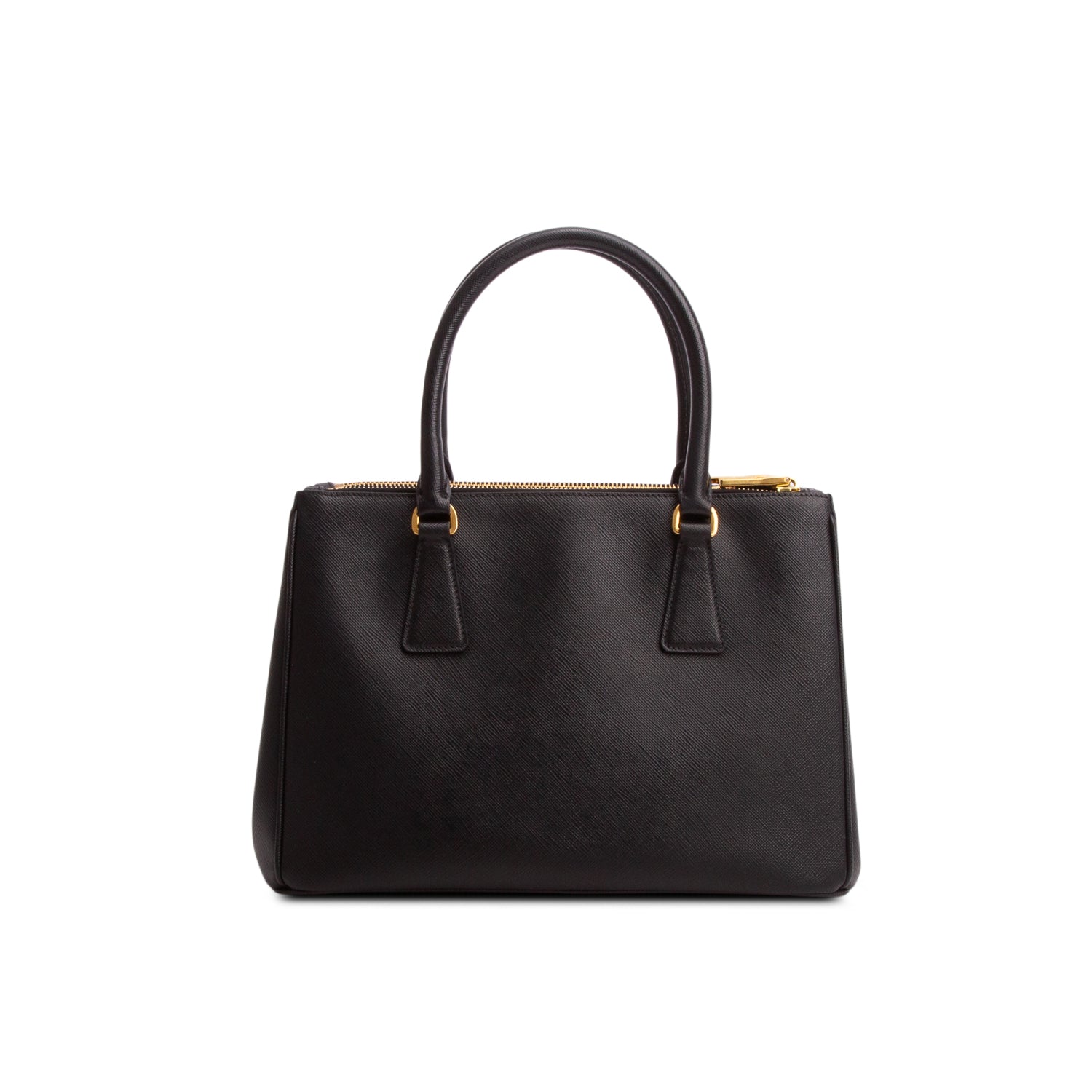 Prada Black Saffiano Lux Medium Double Zip Galleria Tote w/ Strap