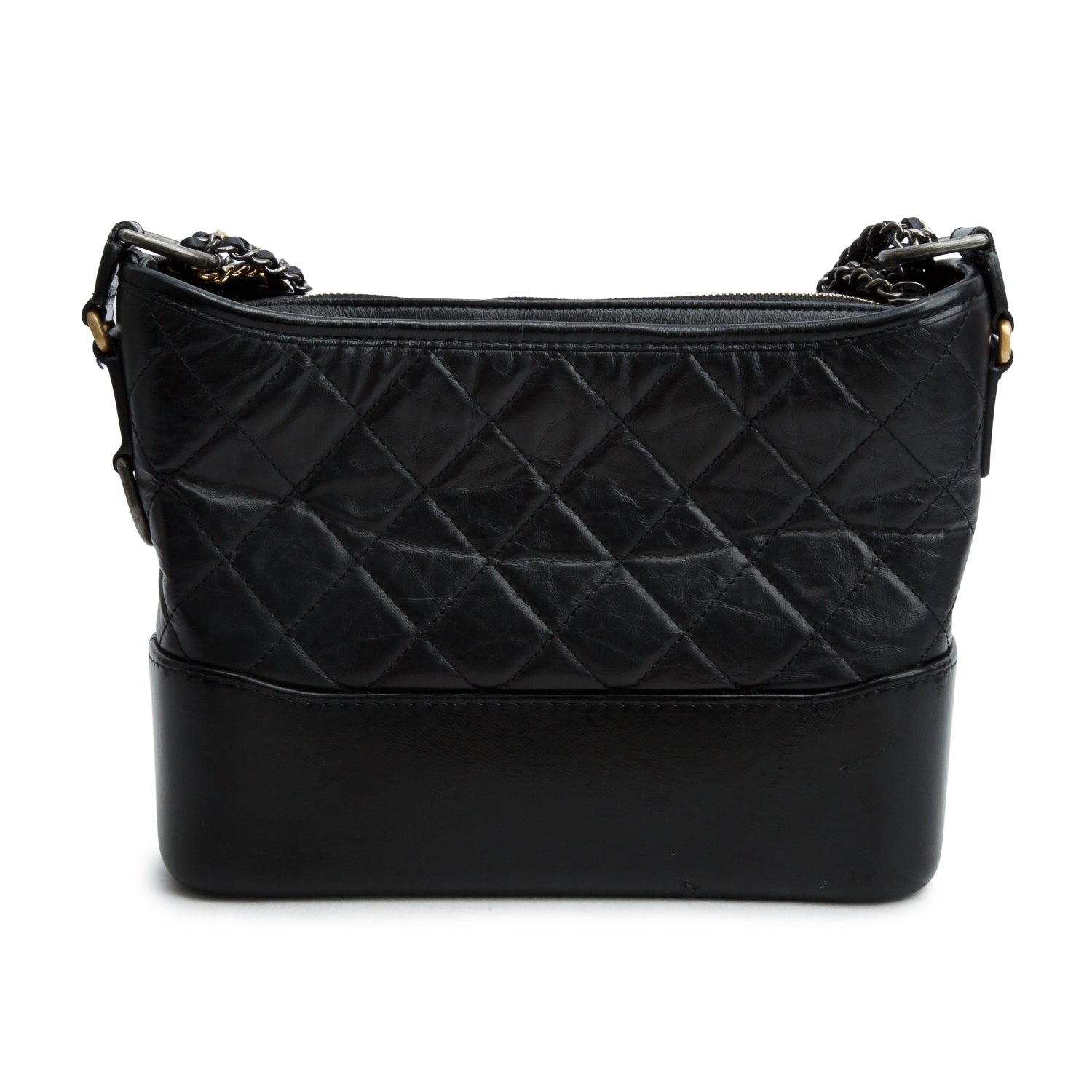 Chanel Black Aged Calfskin Leather Small Gabrielle Hobo