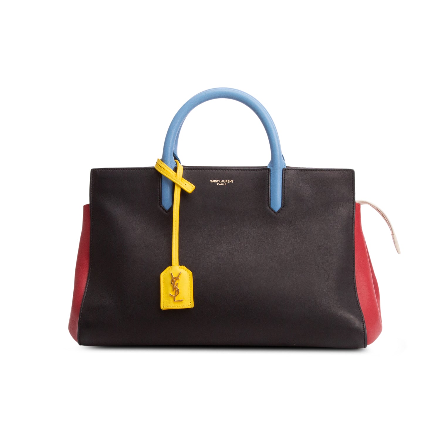 Saint Laurent Multicolor Calfskin Small Cabas Rive Gauche Tote w/ Strap