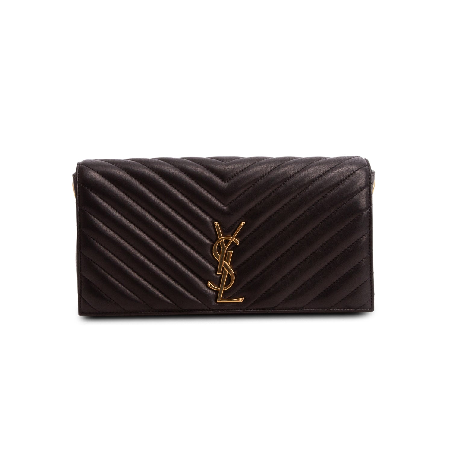 Saint Laurent 2021 Black Lambskin Matelasse Kate 99 Clutch w/ Box & Strap
