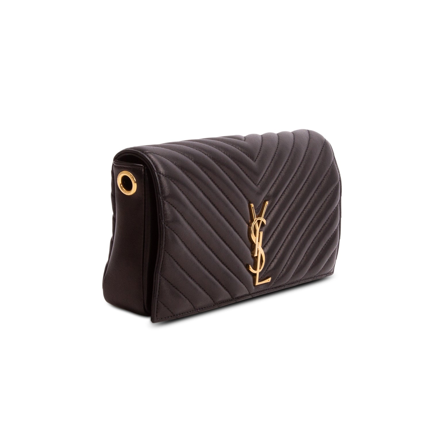 Saint Laurent 2021 Black Lambskin Matelasse Kate 99 Clutch w/ Box & Strap