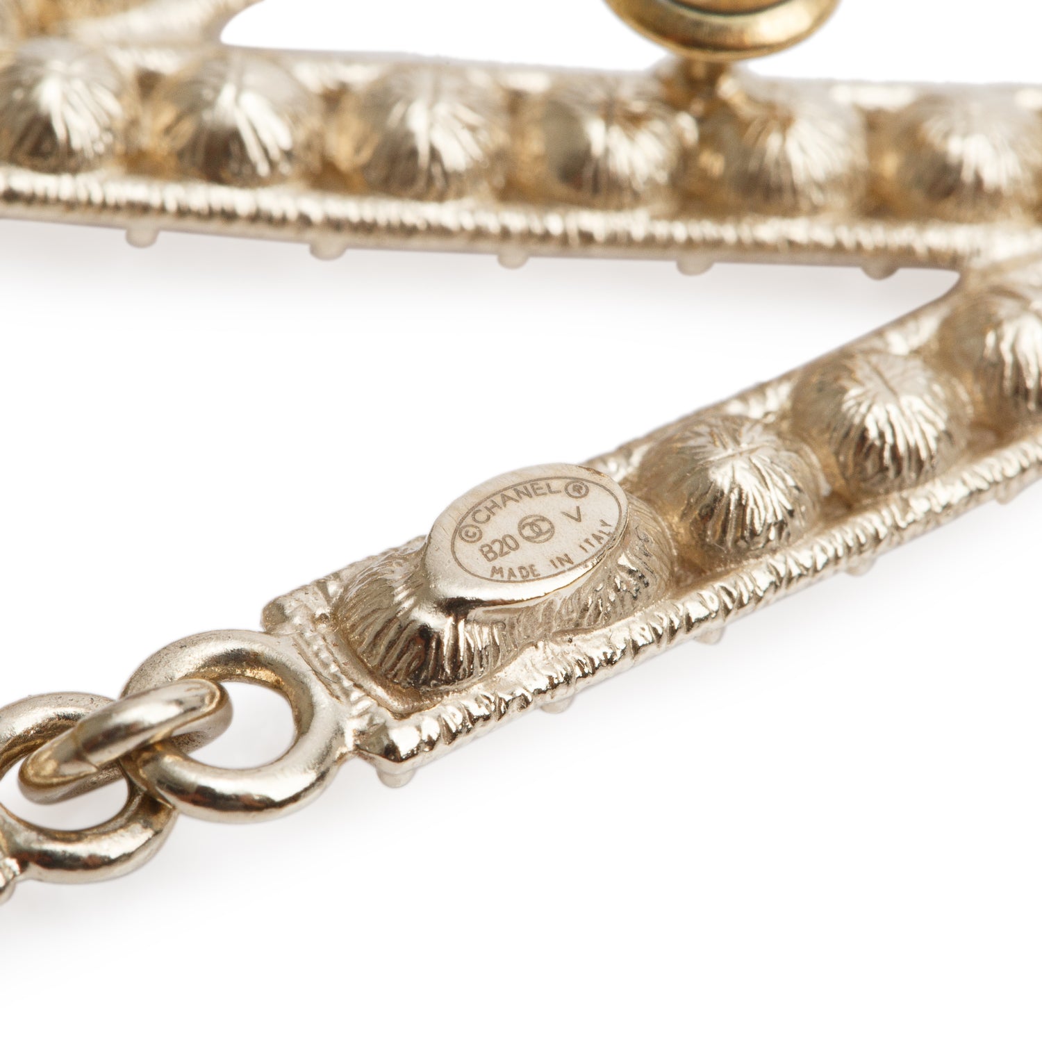 Chanel 2020 Gold Plated Strass 'CHA-NEL' Drop Earrings w/ Box