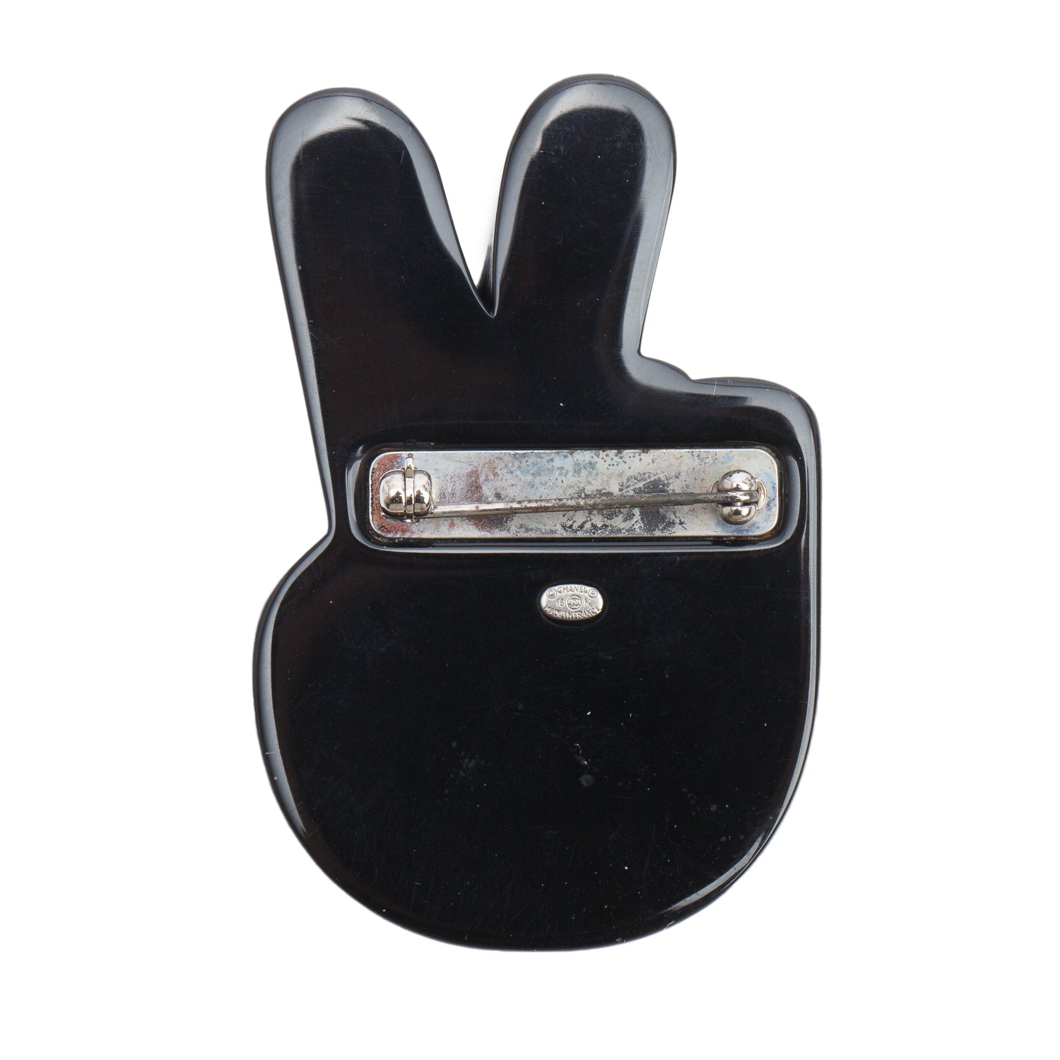 Chanel Palladium Plated Multicolor Resin Peace Sign Pin Brooch w/ Box