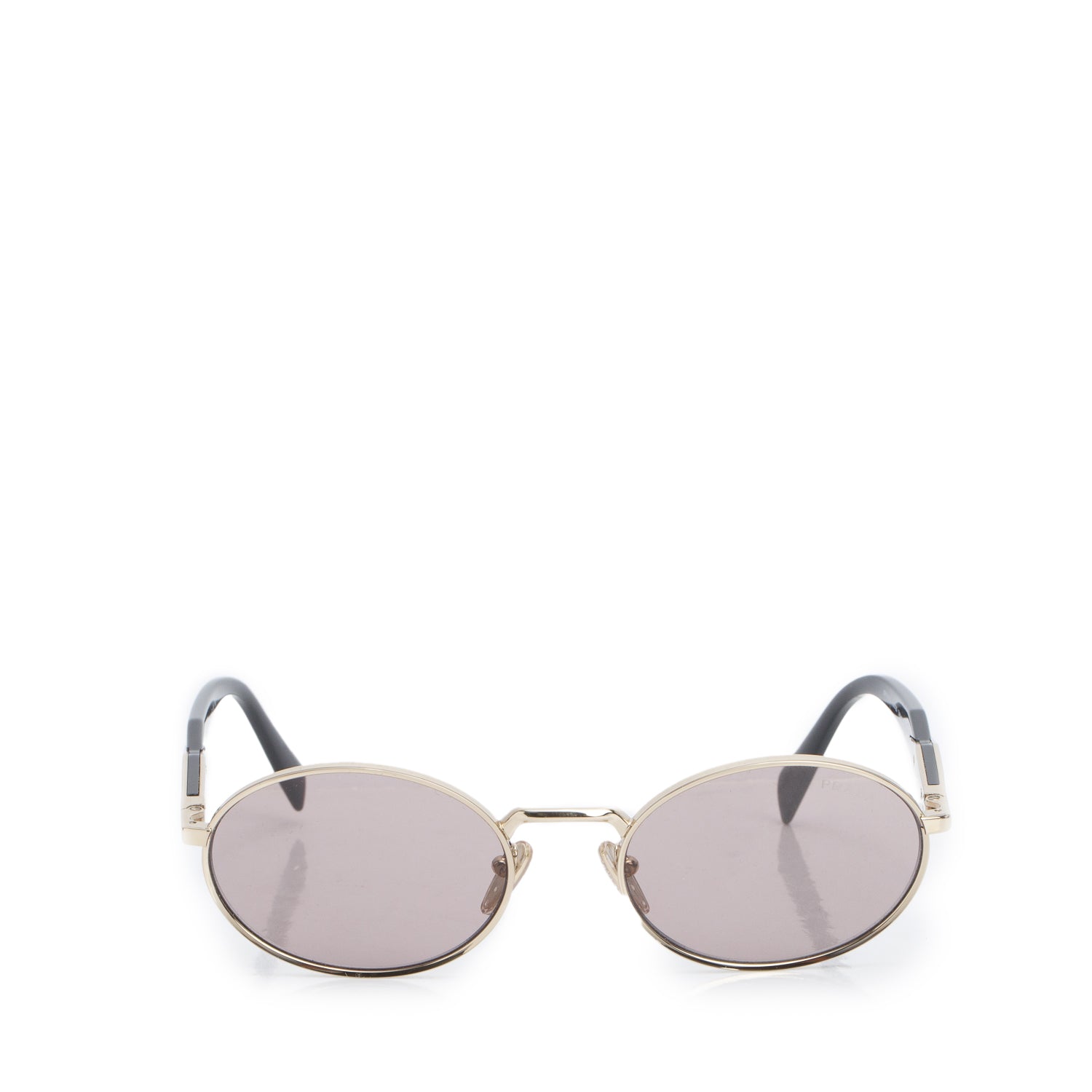 Prada SPR 65Z Gold/Pink Metal Oval Sunglasses w/ Case