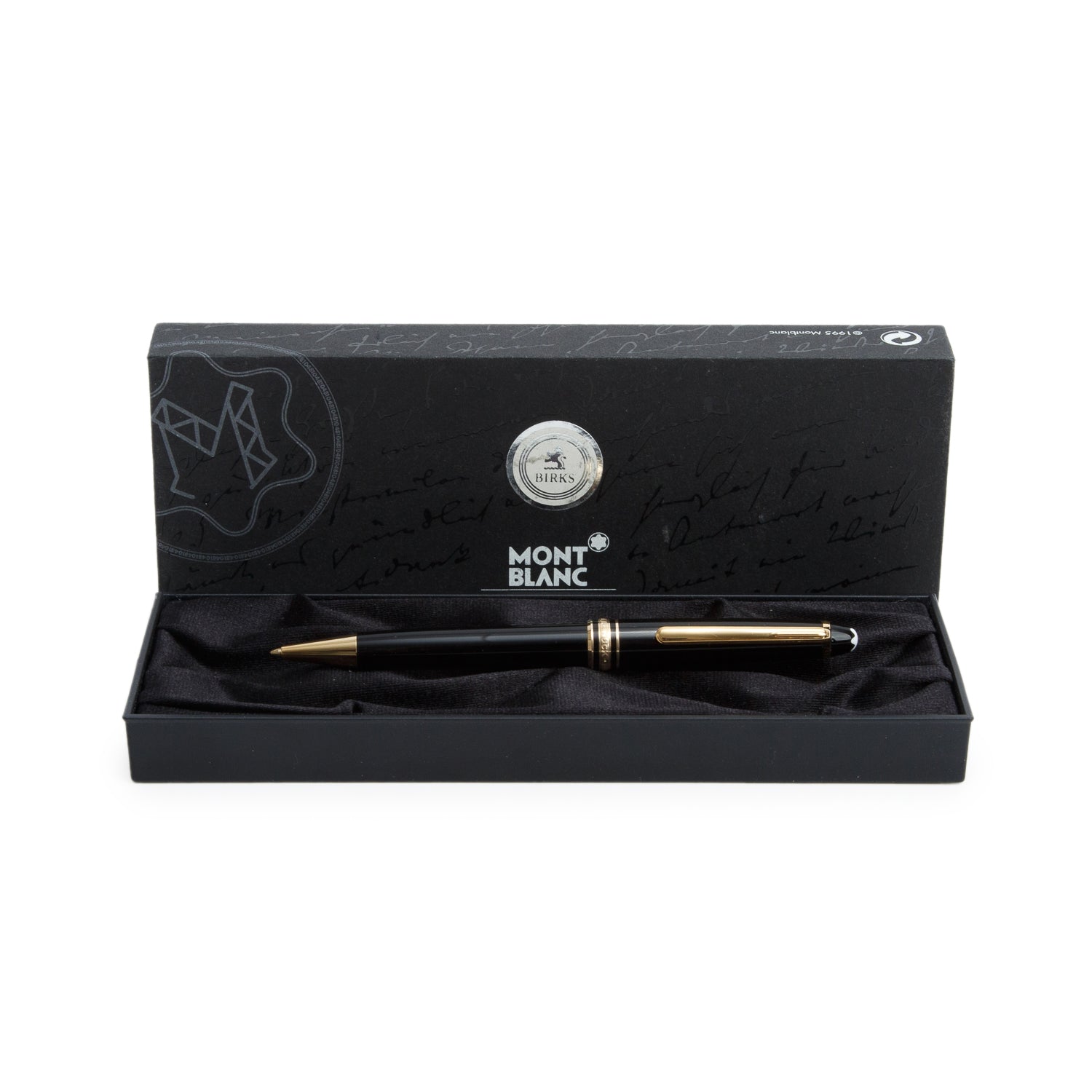 Montblanc Yellow Gold Coated Meisterstuck Classique Black Resin Ballpoint Pen w/ Box