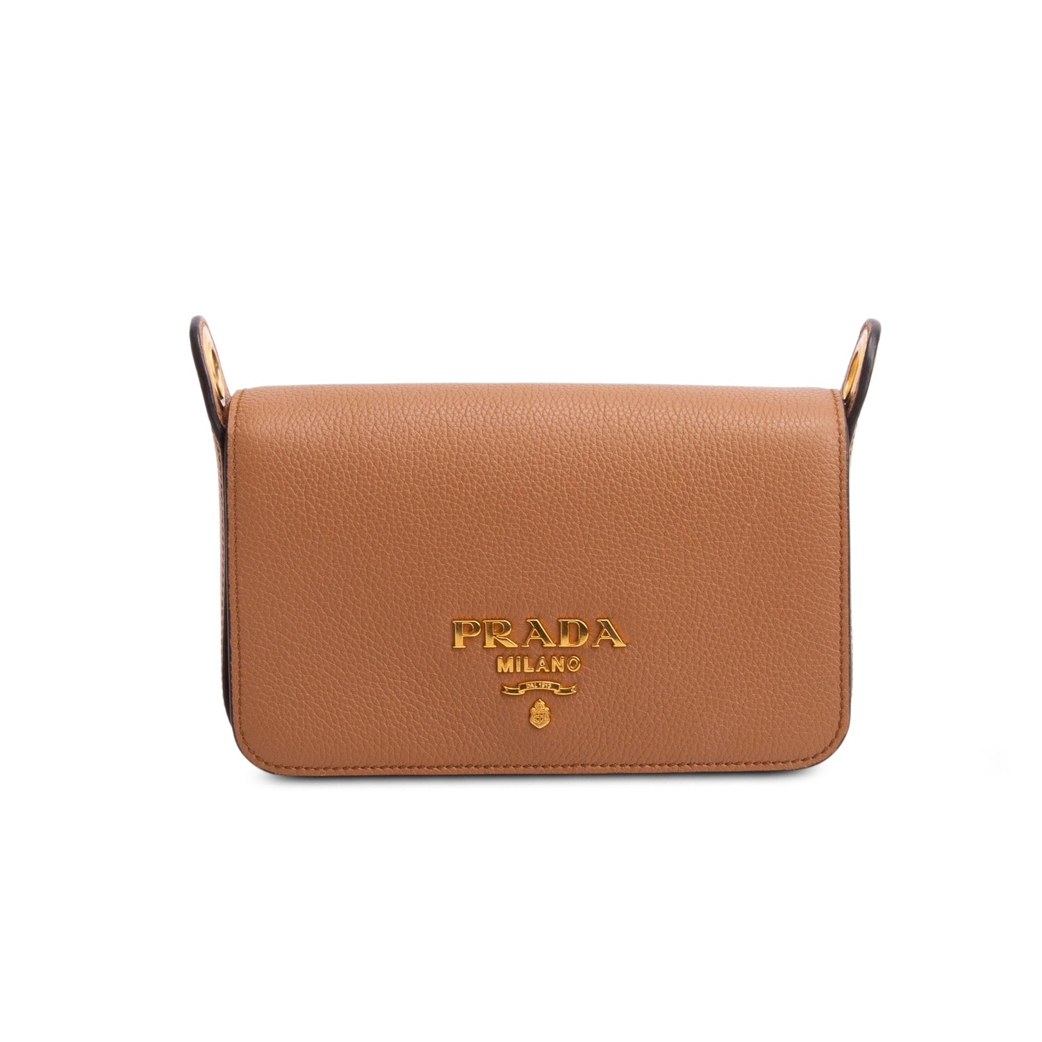 Prada Brown Vitello Daino Flap Crossbody