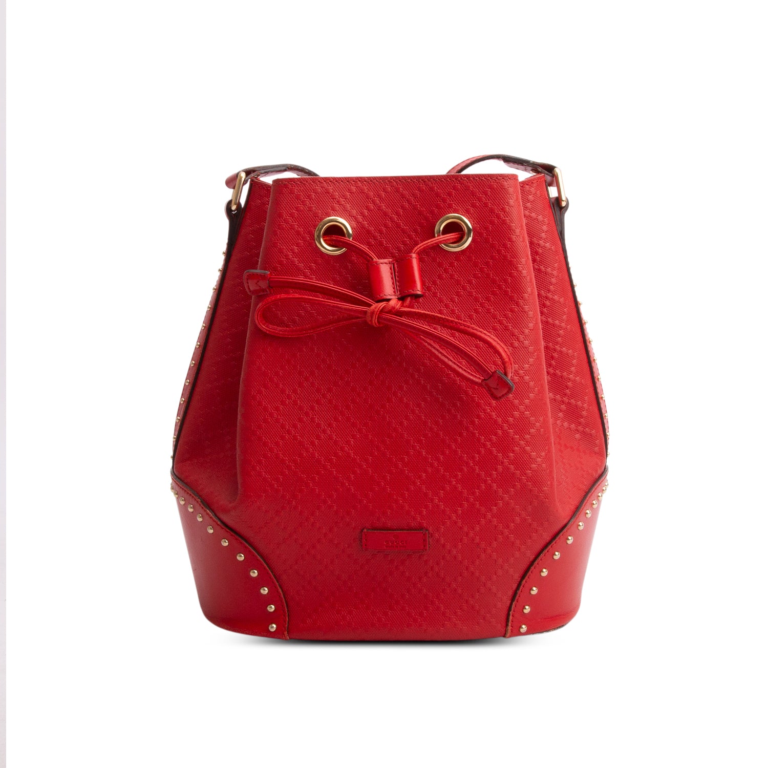 Gucci Red Hilary Lux Diamante Studded Medium Bucket Bag