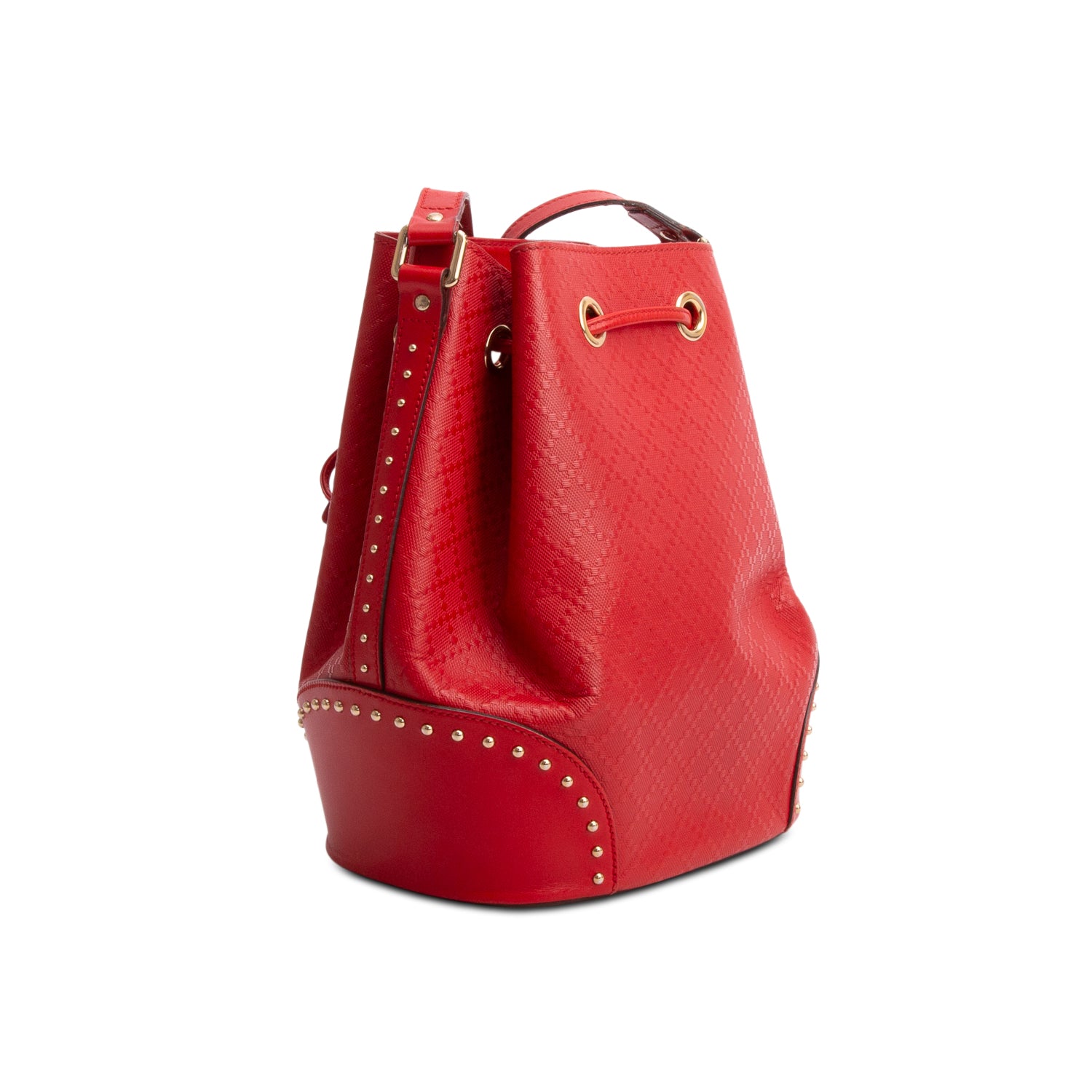 Gucci Red Hilary Lux Diamante Studded Medium Bucket Bag