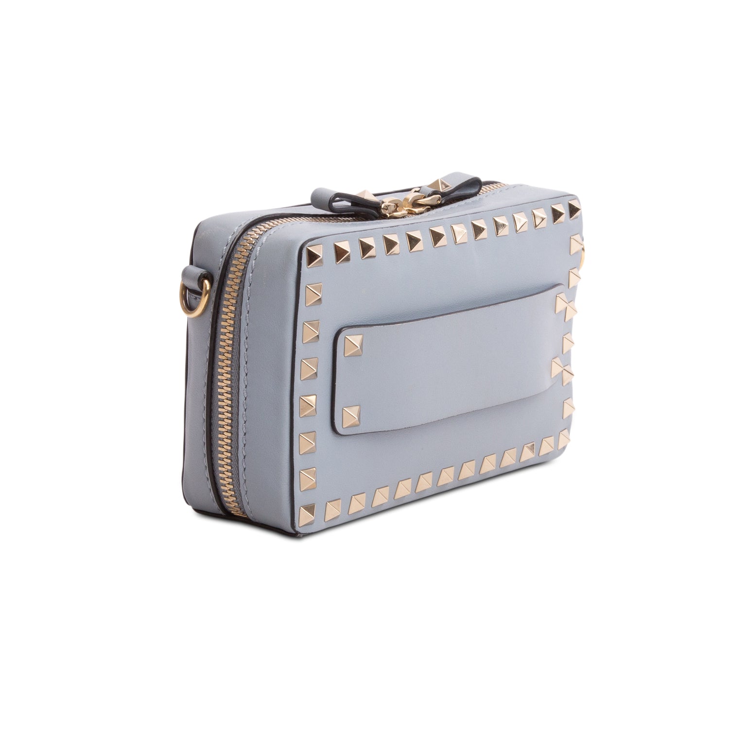 Valentino Blue Calfskin Rockstud Camera Crossbody Bag