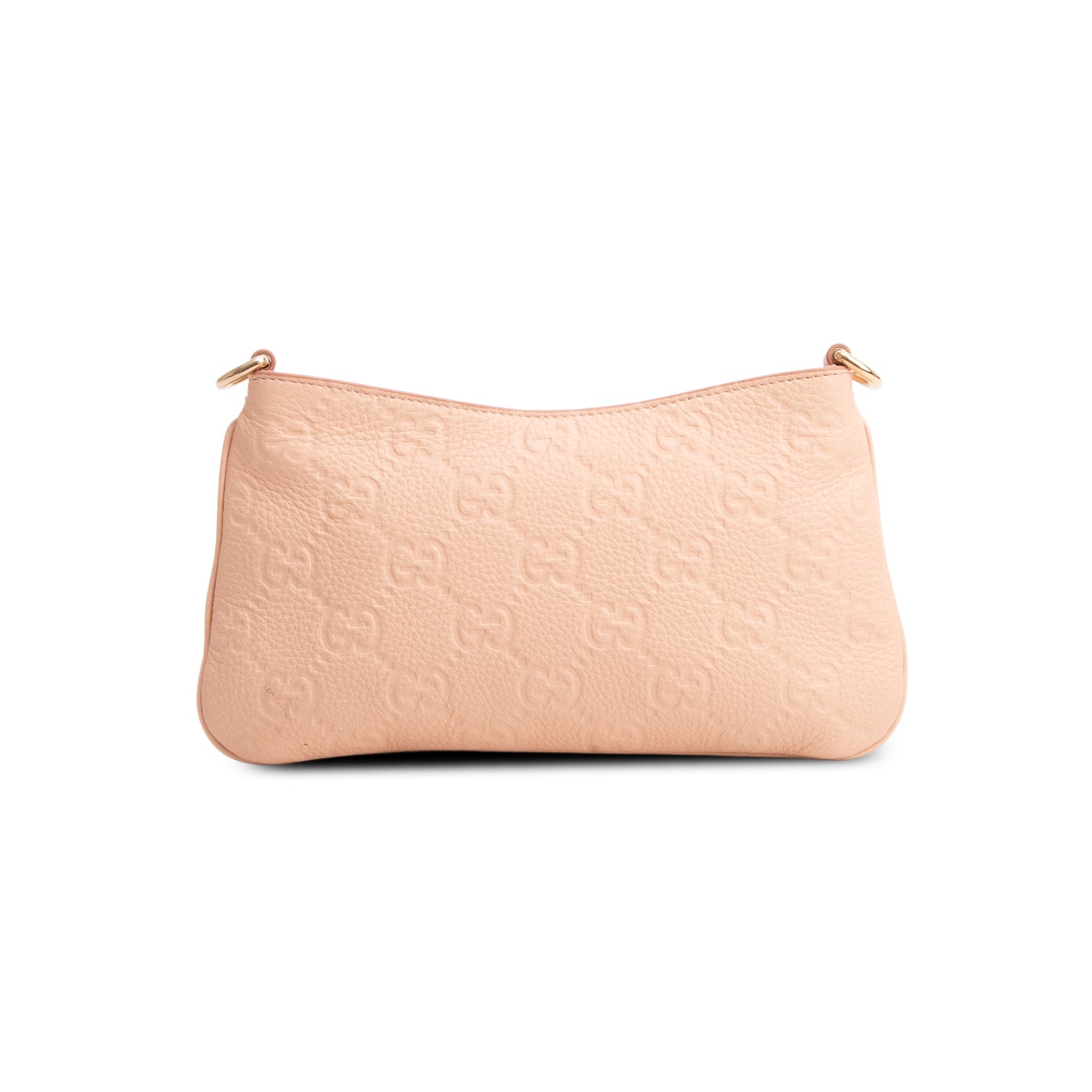 Gucci Pink GG Grainy Calfskin Emblem Super Mini Shoulder Bag w/ Box & Straps
