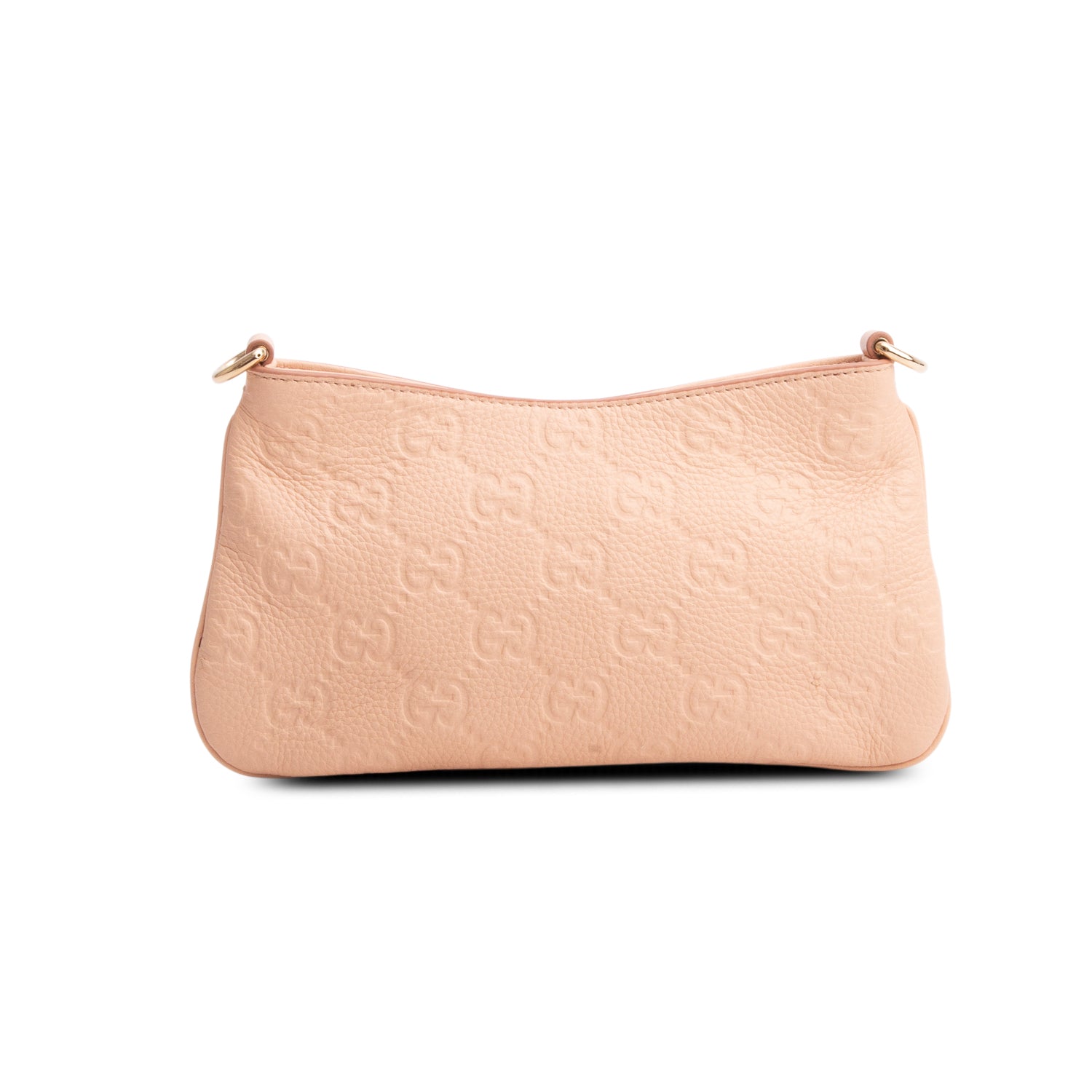 Gucci Pink GG Grainy Calfskin Emblem Super Mini Shoulder Bag w/ Box & Straps
