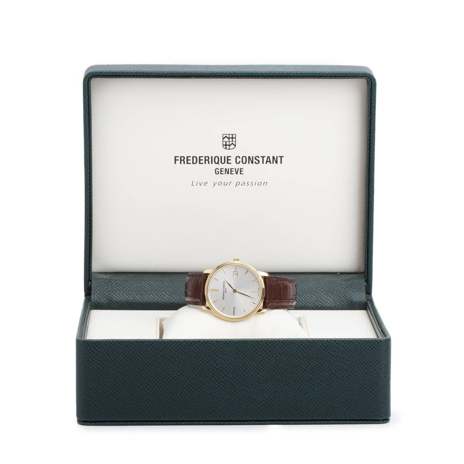 Frederique Constant Gold Plated Stainless Steel Slimline 37 MM Quartz Watch w/ Box
