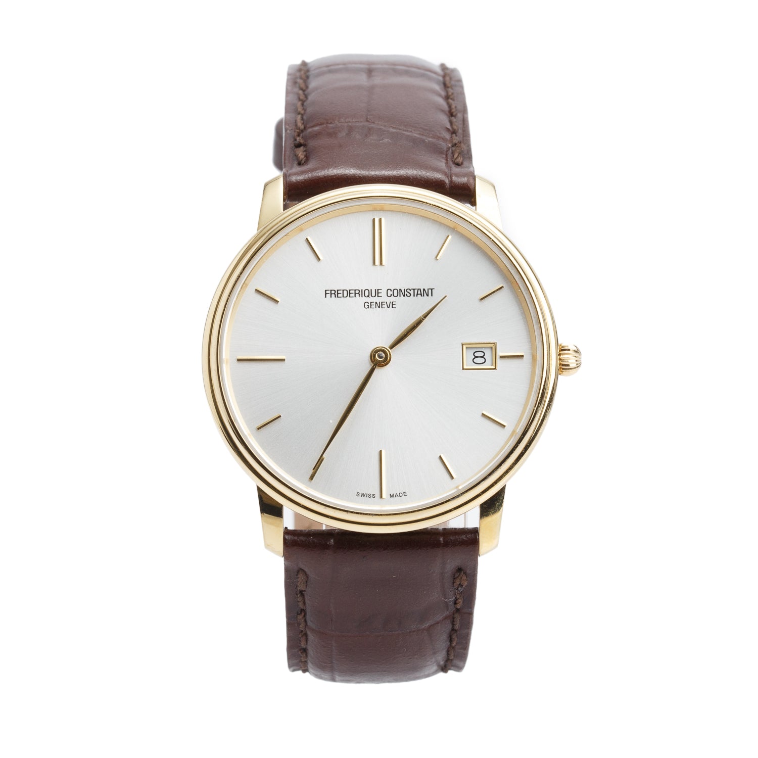 Frederique Constant Gold Plated Stainless Steel Slimline 37 MM Quartz Watch w/ Box