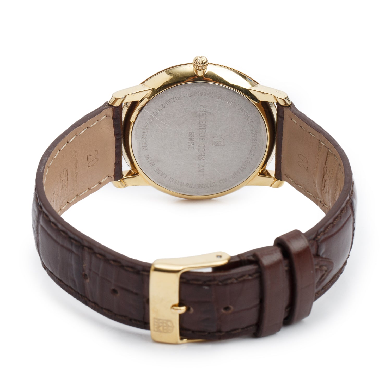 Frederique Constant Gold Plated Stainless Steel Slimline 37 MM Quartz Watch w/ Box