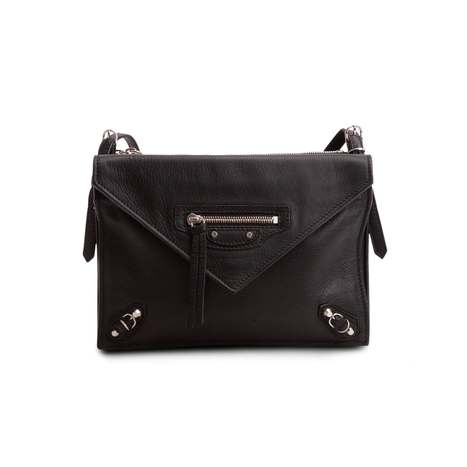 Balenciaga Black Lambskin Papier XS Triple Zip Crossbody Bag